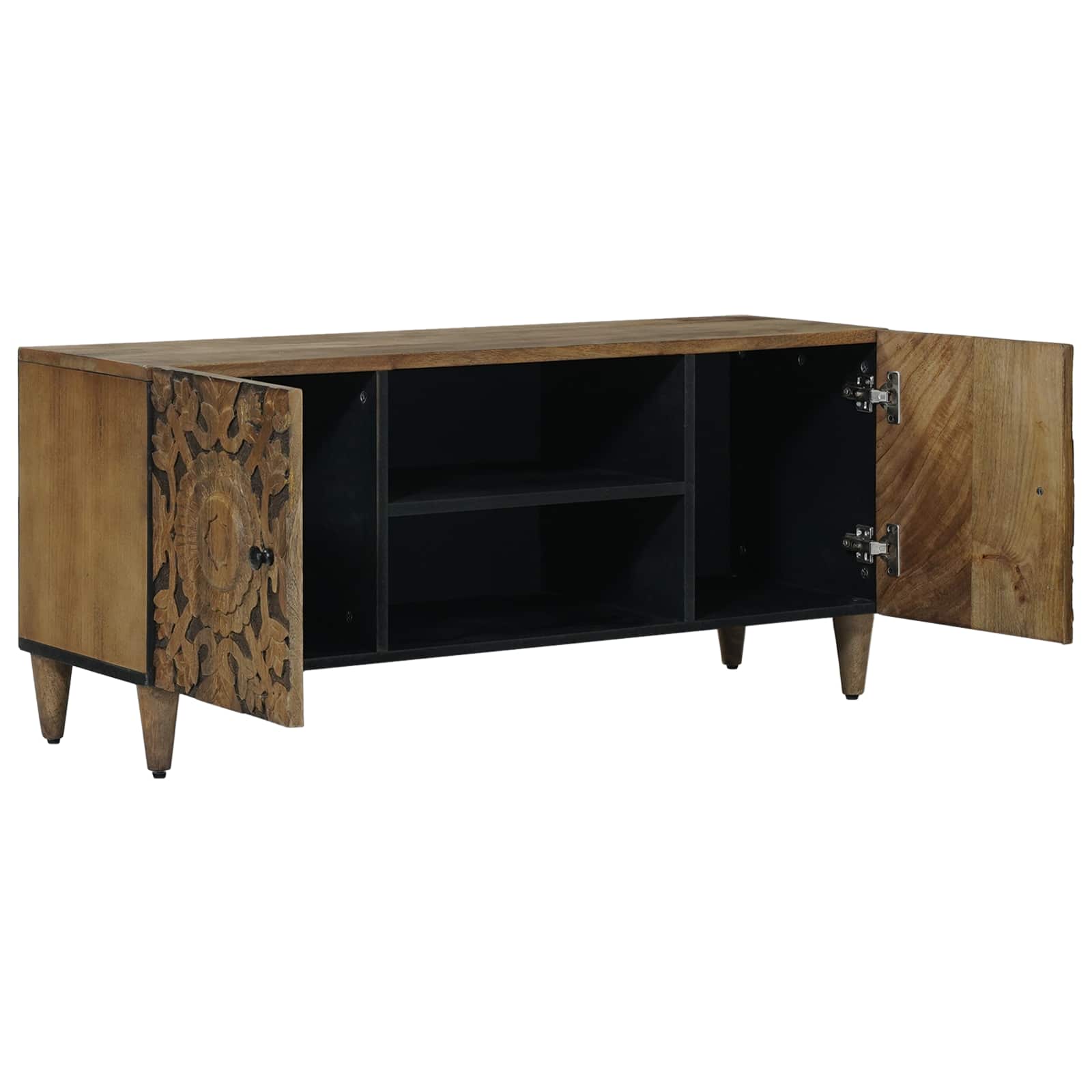 vidaXL TV-kast met opslag Wit 105 x 33,5 x 46 cm Massief Mango Hout