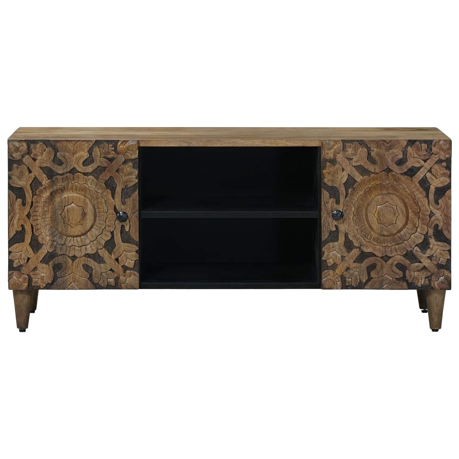 vidaXL TV-kast met opslag Wit 105 x 33,5 x 46 cm Massief Mango Hout