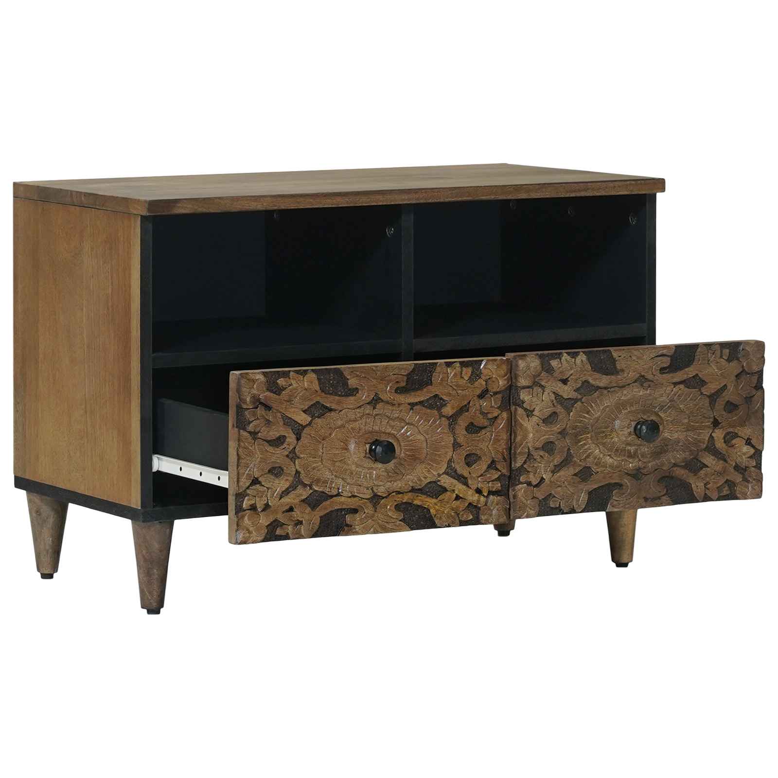 vidaXL TV-kast met opslag Wit 70 x 33,5 x 46 cm Massief Mango Hout