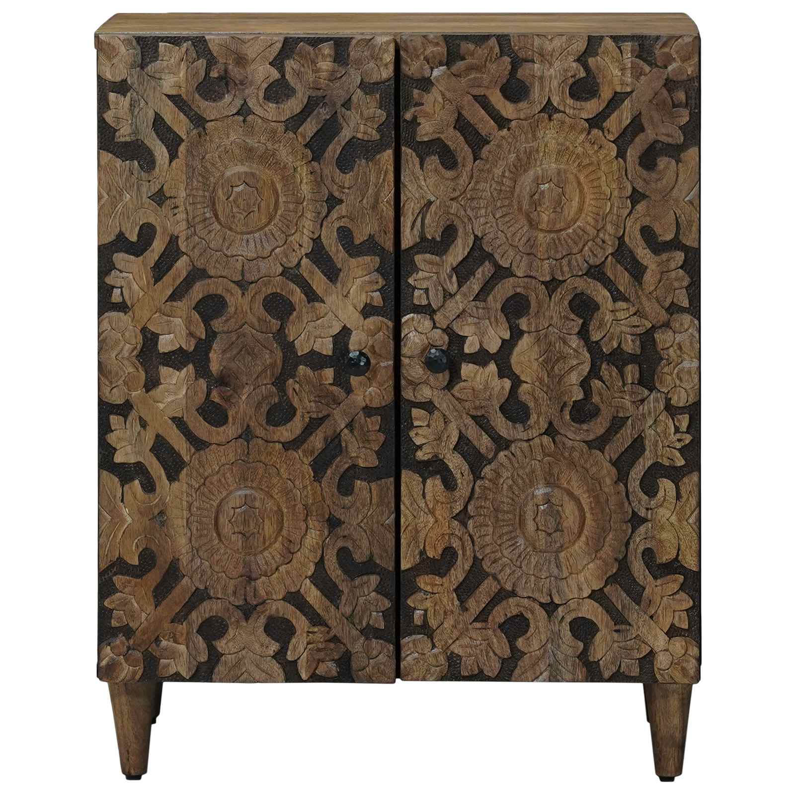 vidaXL Opslag Dressoir Wit 60 x 33,5 x 75 cm Massief Mango Hout