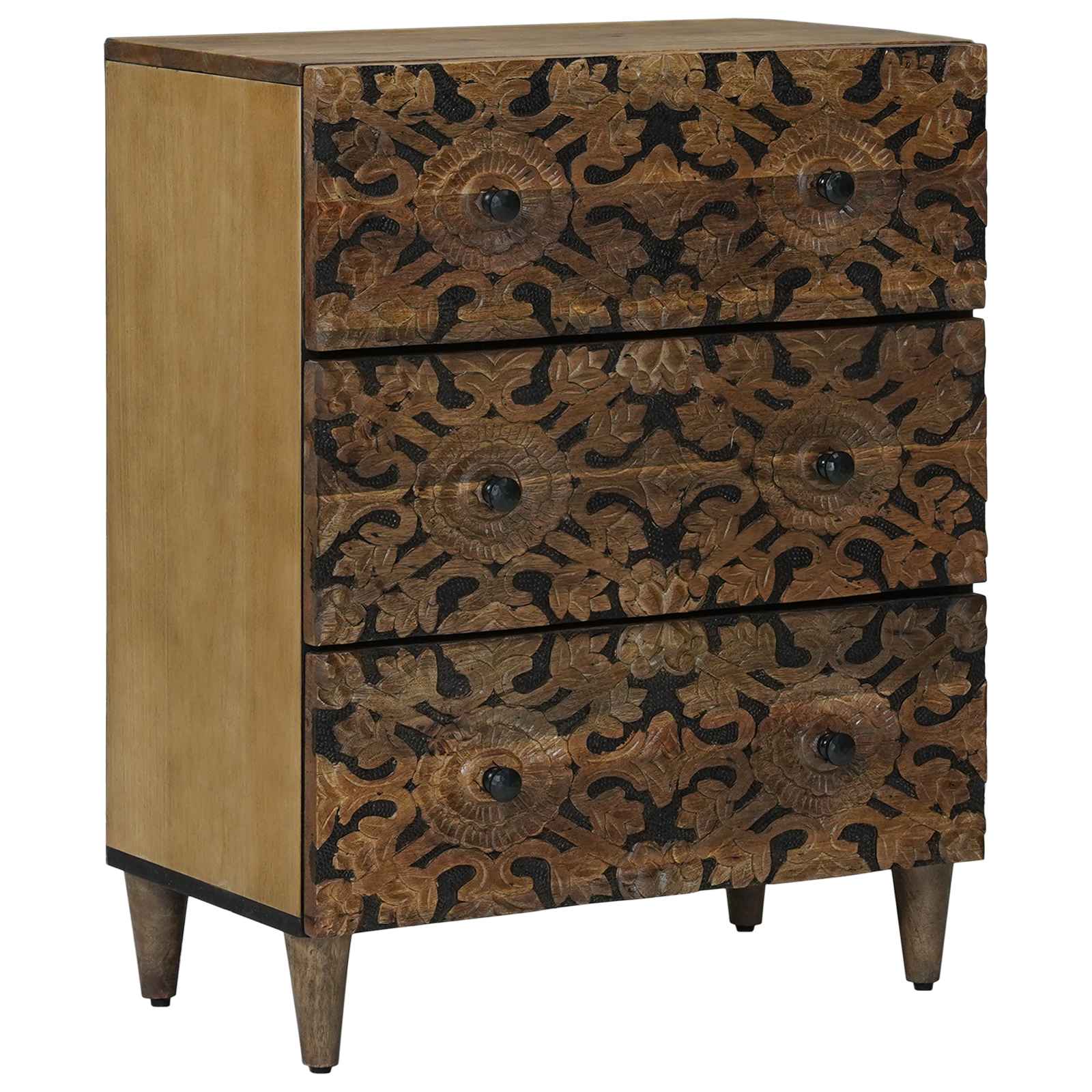vidaXL Opslag Dressoir Wit 60 x 33,5 x 75 cm Massief Mango Hout