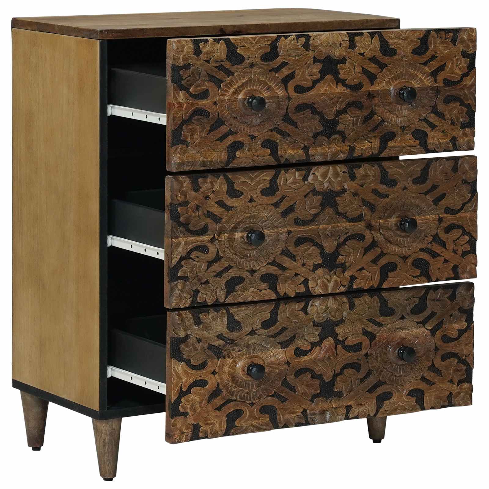 vidaXL Opslag Dressoir Wit 60 x 33,5 x 75 cm Massief Mango Hout