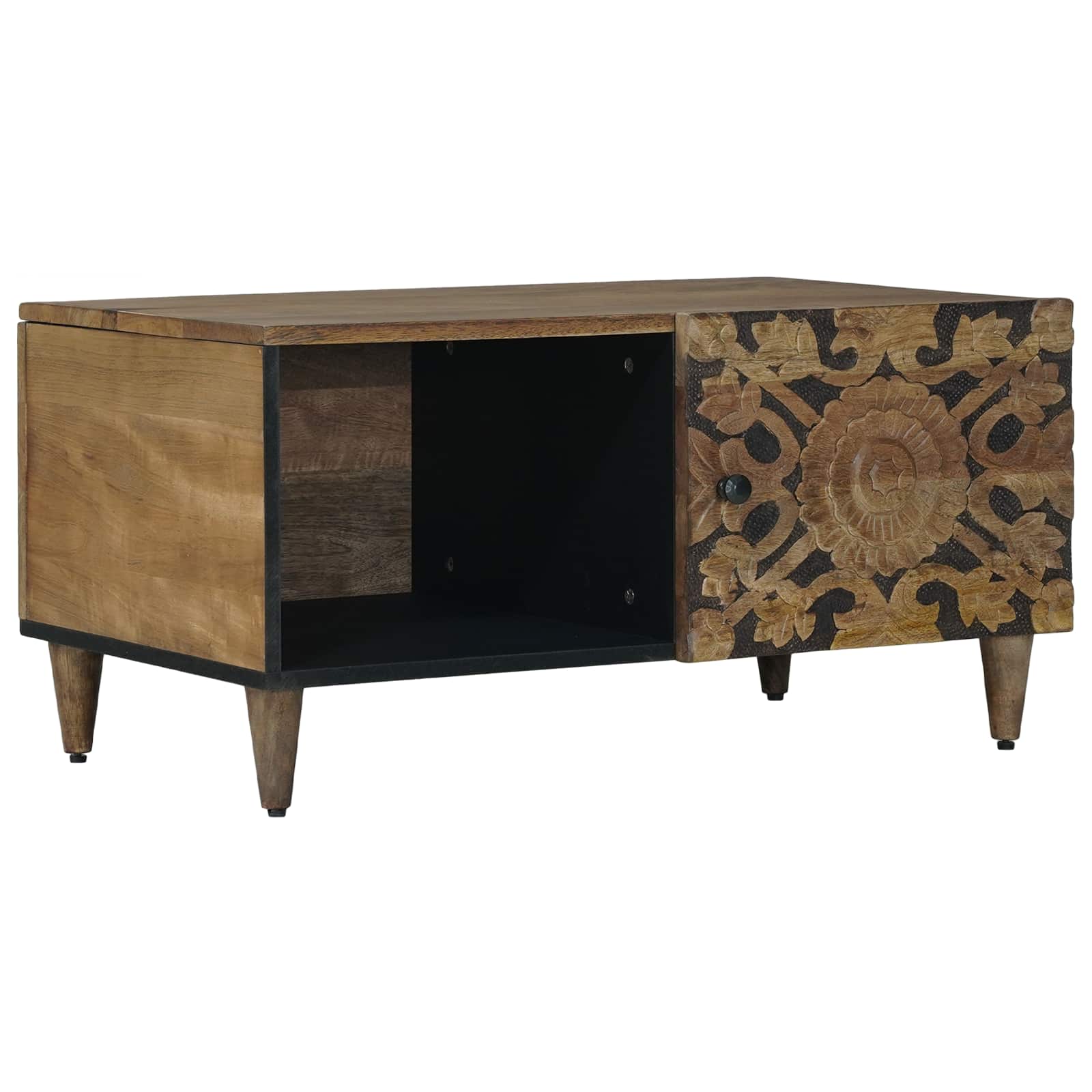 vidaXL Salontafel Wit 80 x 50 x 40 cm Massief Mango Hout