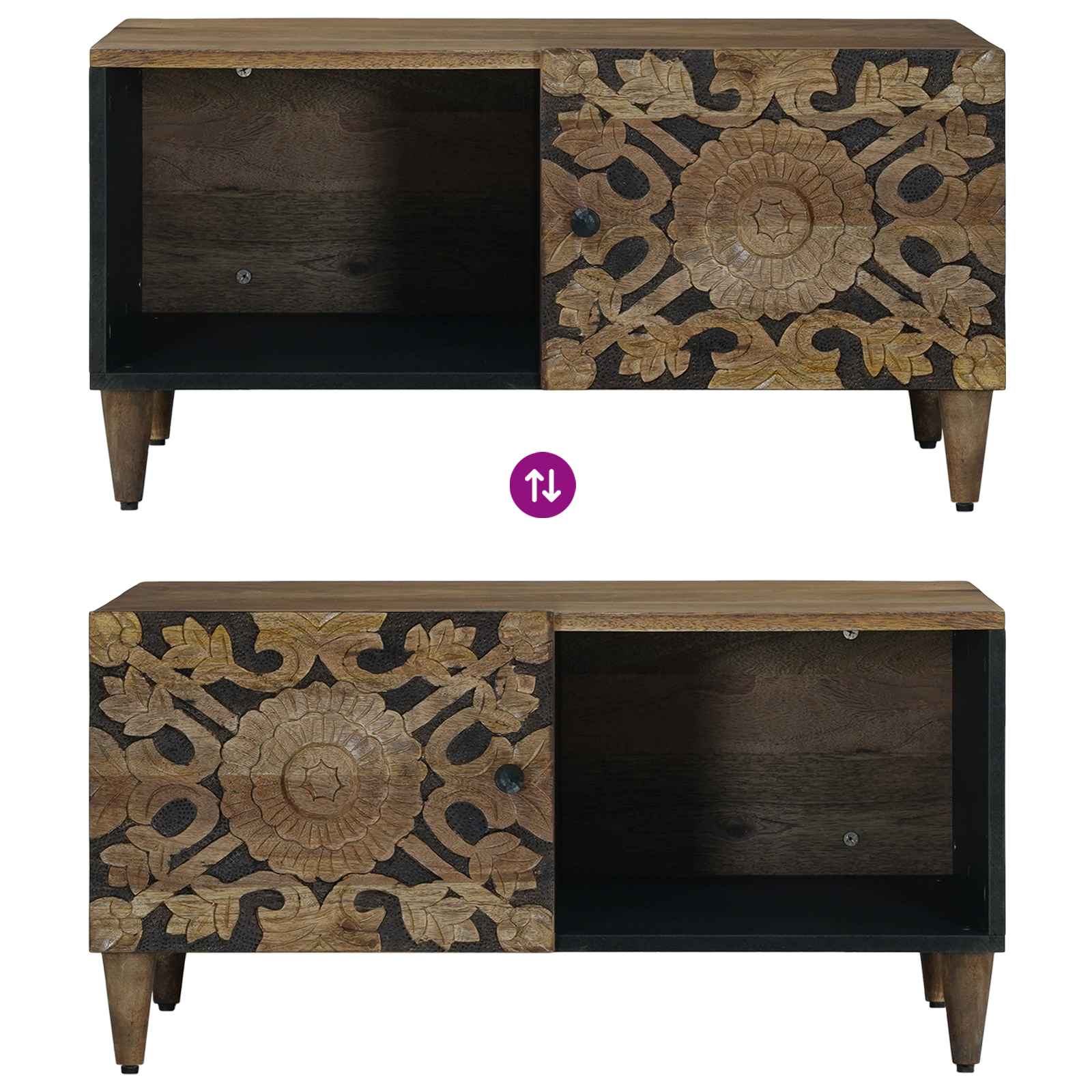 vidaXL Salontafel Wit 80 x 50 x 40 cm Massief Mango Hout