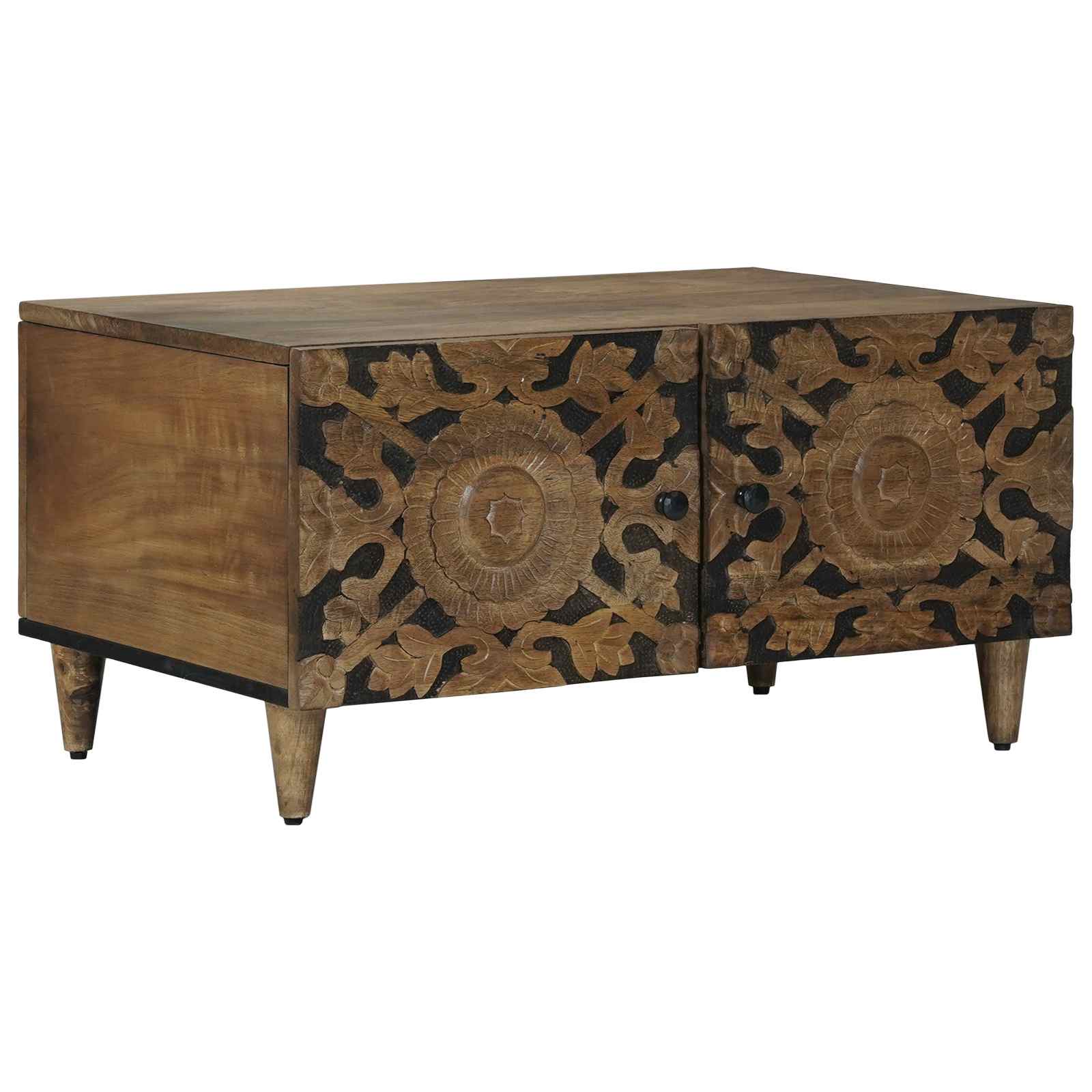 vidaXL Salontafel Wit 80 x 50 x 40 cm Massief Mango Hout