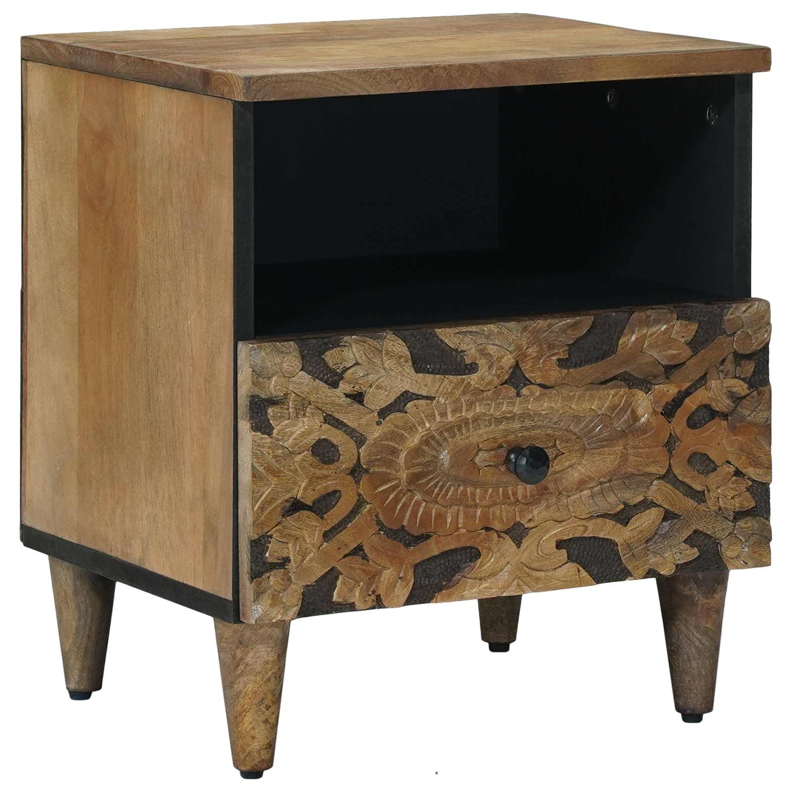 vidaXL Bed kast met lade Wit 40 x 33 x 46 cm Massief Mango Hout