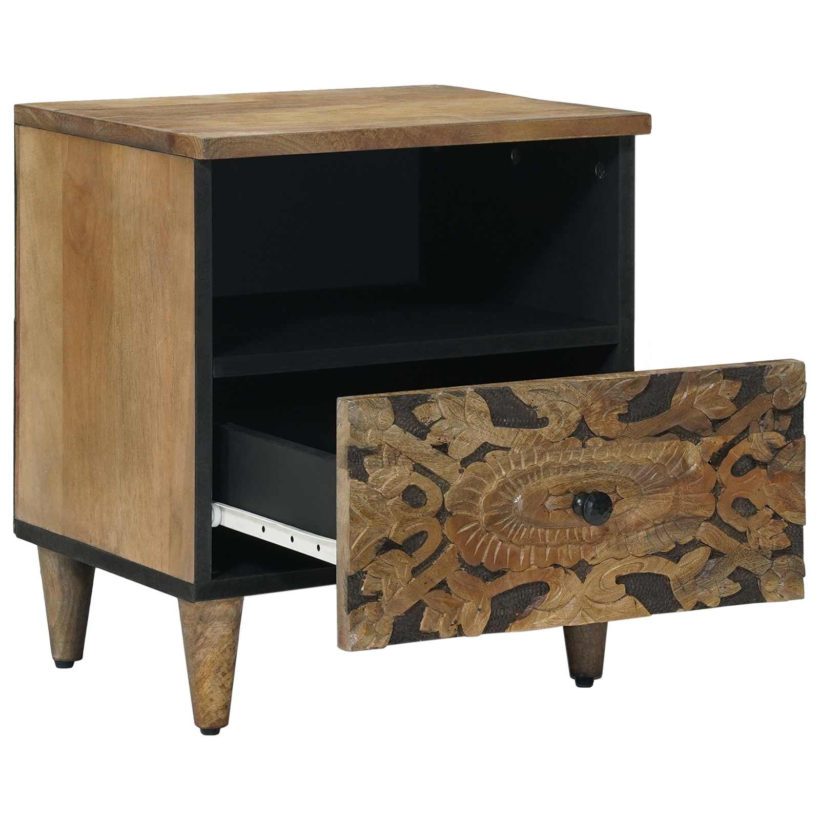 vidaXL Bed kast met lade Wit 40 x 33 x 46 cm Massief Mango Hout