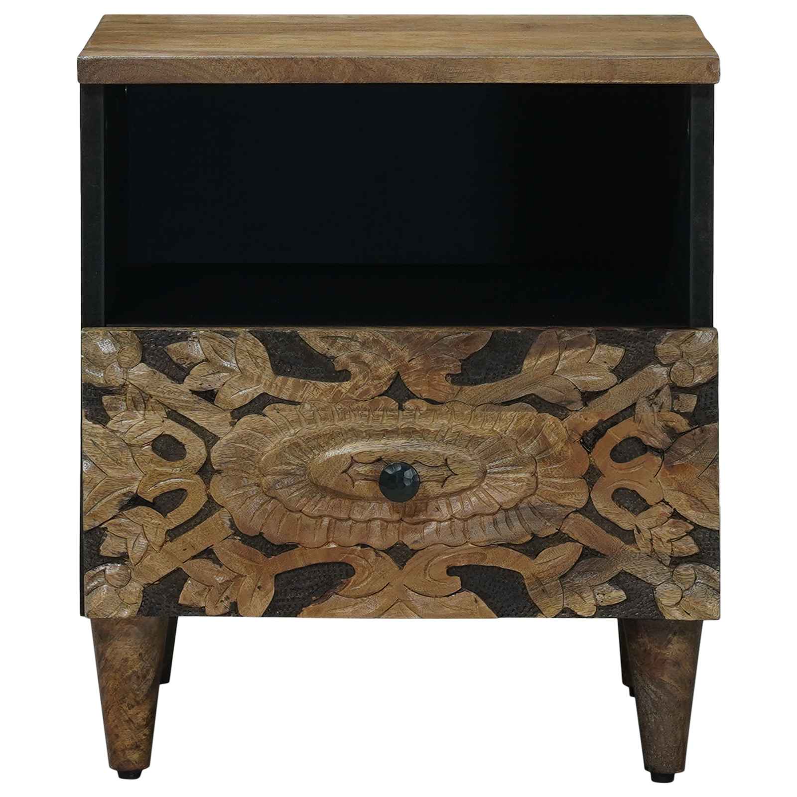 vidaXL Bed kast met lade Wit 40 x 33 x 46 cm Massief Mango Hout