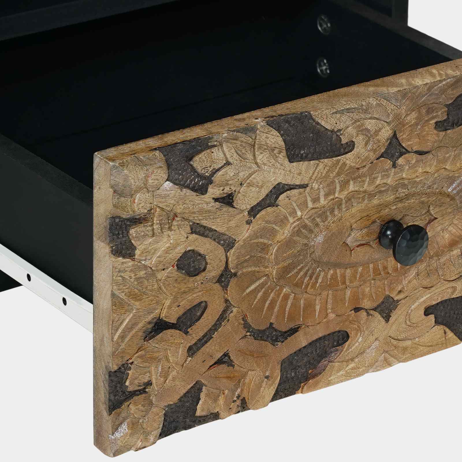 vidaXL Bed kast met lade Wit 40 x 33 x 46 cm Massief Mango Hout