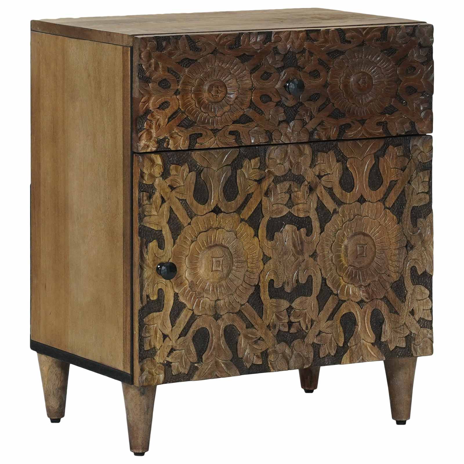 vidaXL Bed kast met lade Wit 50 x 33 x 60 cm Massief Mango Hout