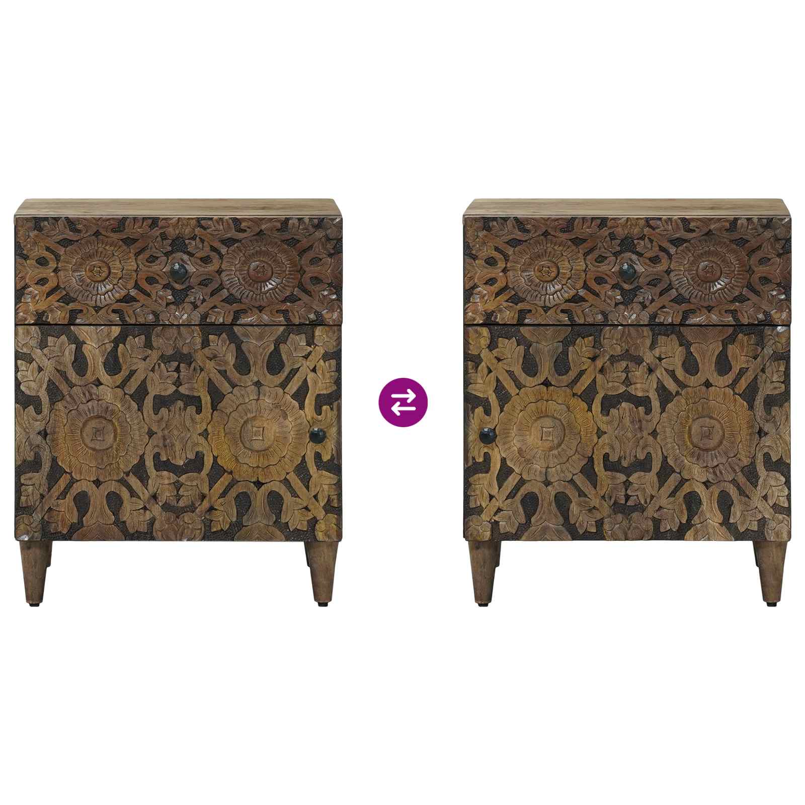 vidaXL Bed kast met lade Wit 50 x 33 x 60 cm Massief Mango Hout