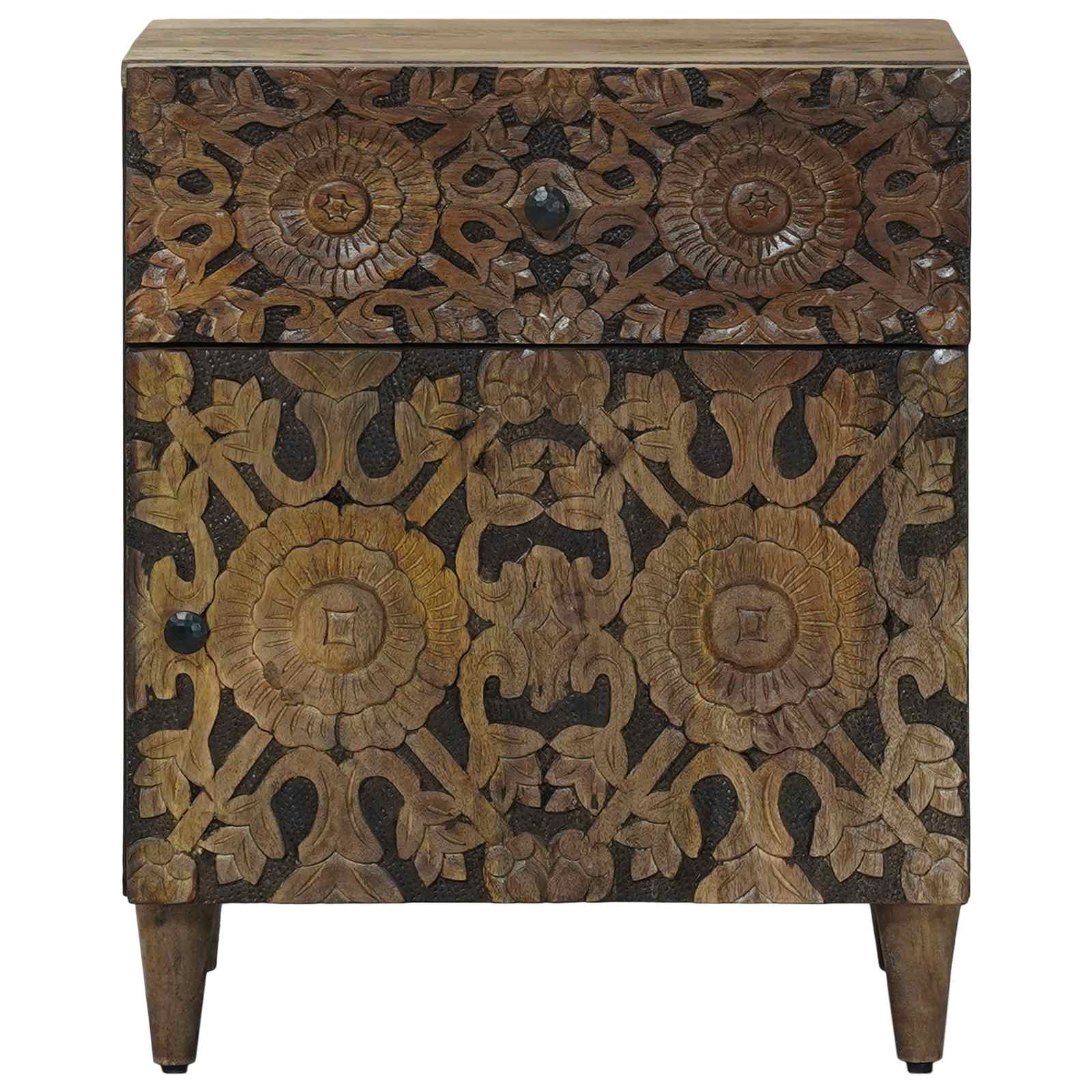 vidaXL Bed kast met lade Wit 50 x 33 x 60 cm Massief Mango Hout