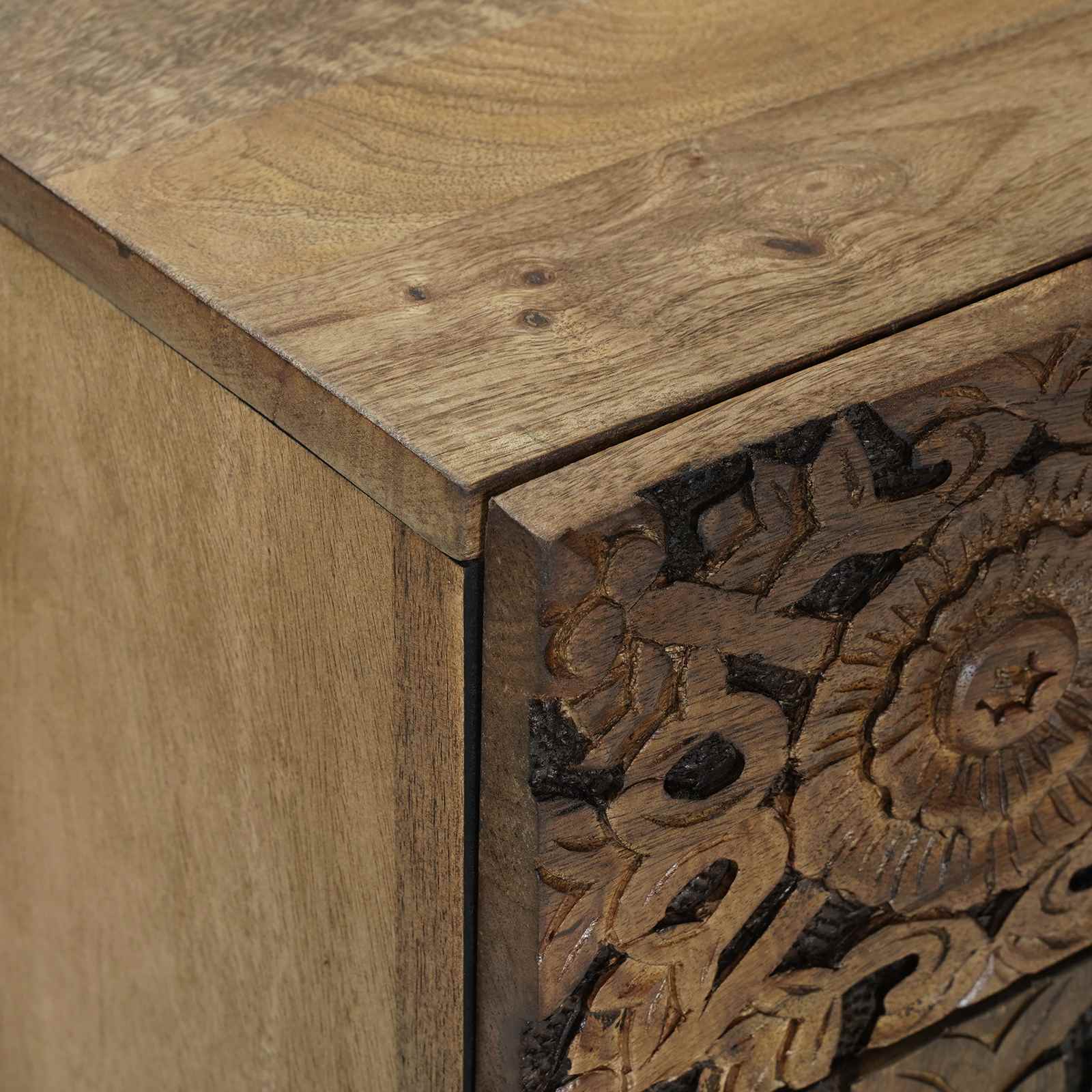 vidaXL Bed kast met lade Wit 50 x 33 x 60 cm Massief Mango Hout