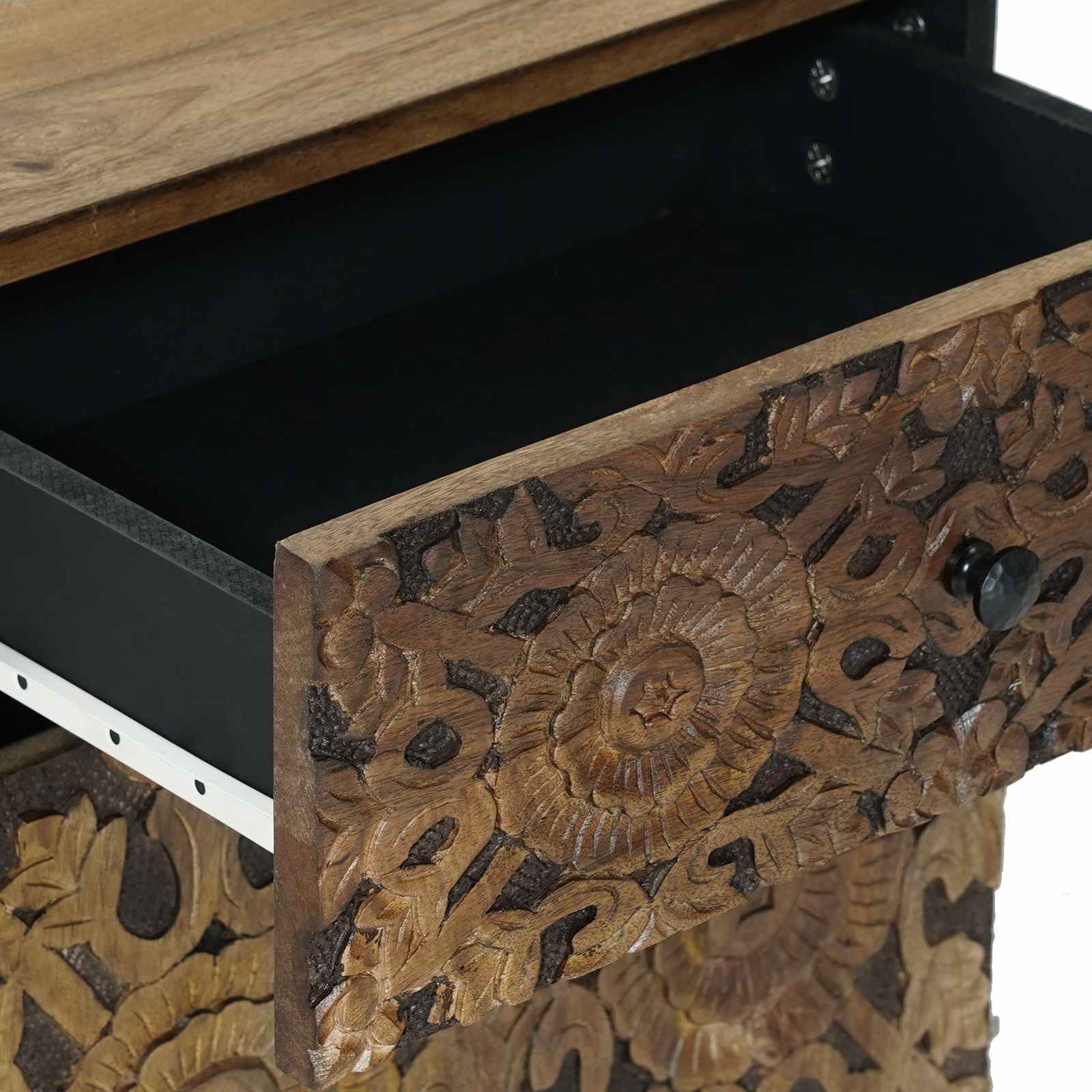 vidaXL Bed kast met lade Wit 50 x 33 x 60 cm Massief Mango Hout