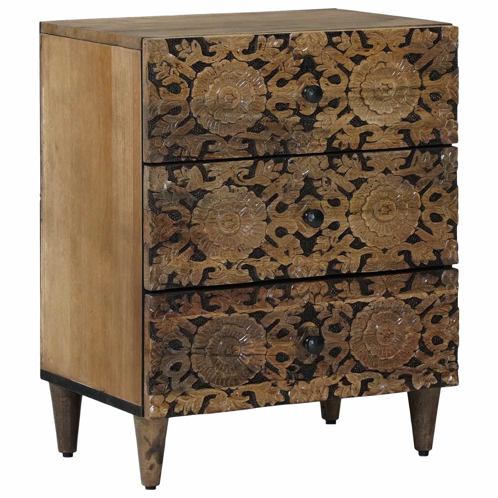 vidaXL Bed kast met lade Wit 50 x 33 x 60 cm Massief Mango Hout