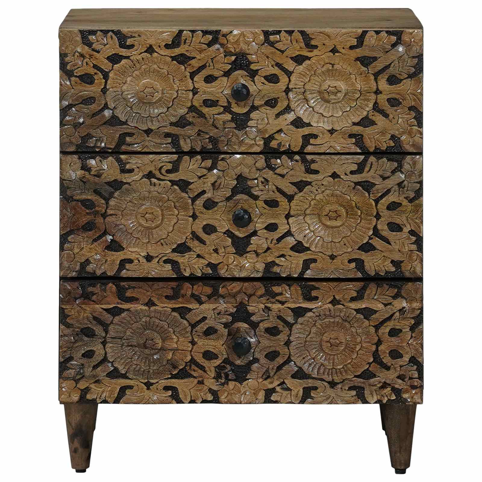 vidaXL Bed kast met lade Wit 50 x 33 x 60 cm Massief Mango Hout