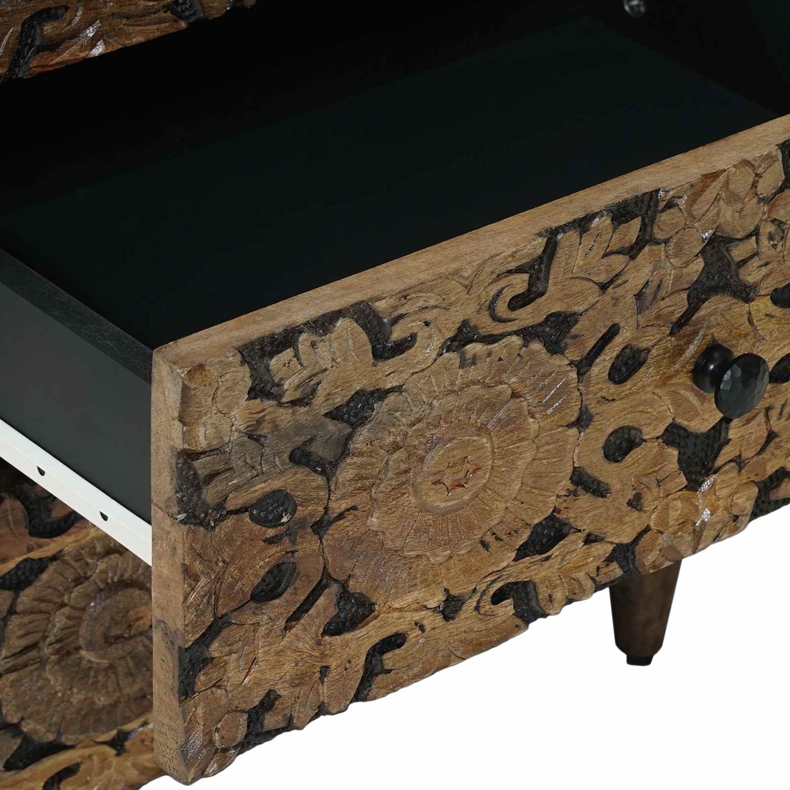 vidaXL Bed kast met lade Wit 50 x 33 x 60 cm Massief Mango Hout