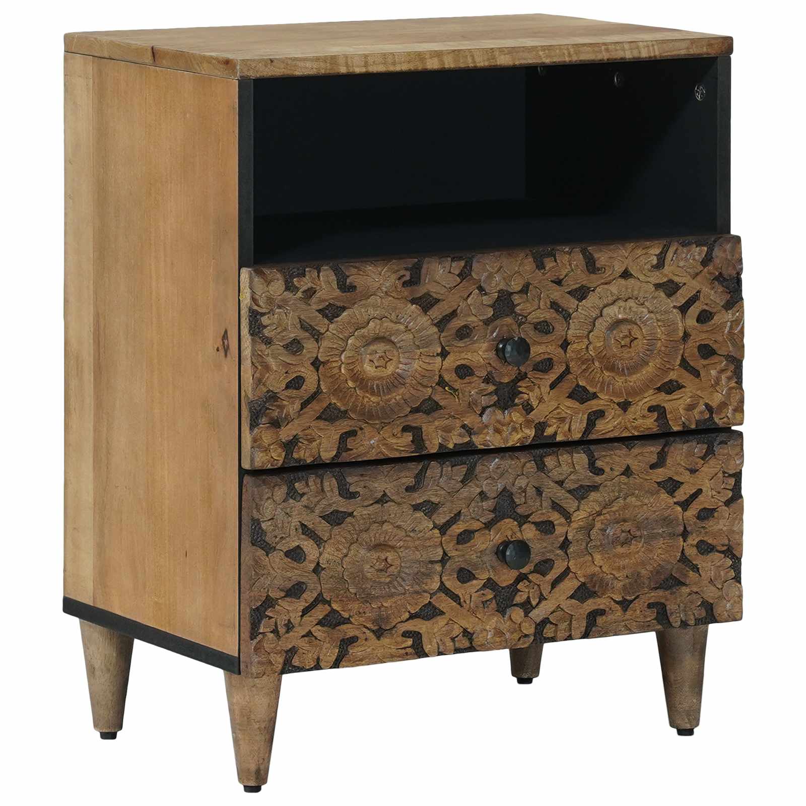 vidaXL Bed kast met lade Wit 50 x 33 x 60 cm Massief Mango Hout