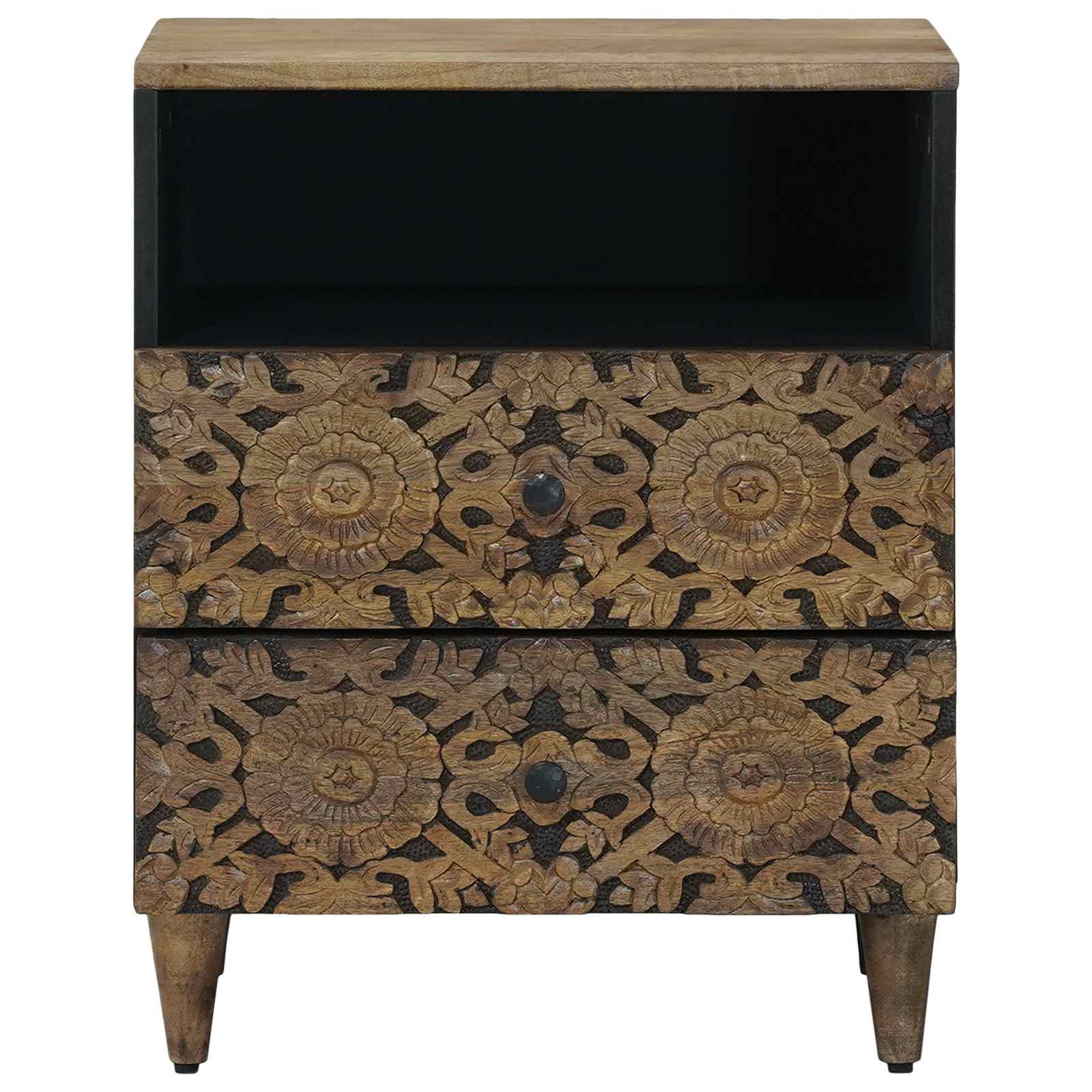vidaXL Bed kast met lade Wit 50 x 33 x 60 cm Massief Mango Hout