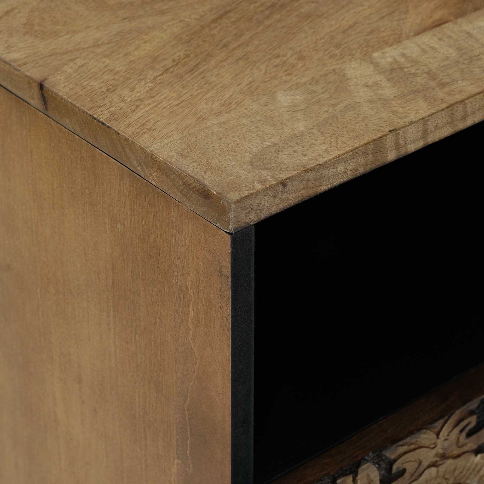 vidaXL Bed kast met lade Wit 50 x 33 x 60 cm Massief Mango Hout