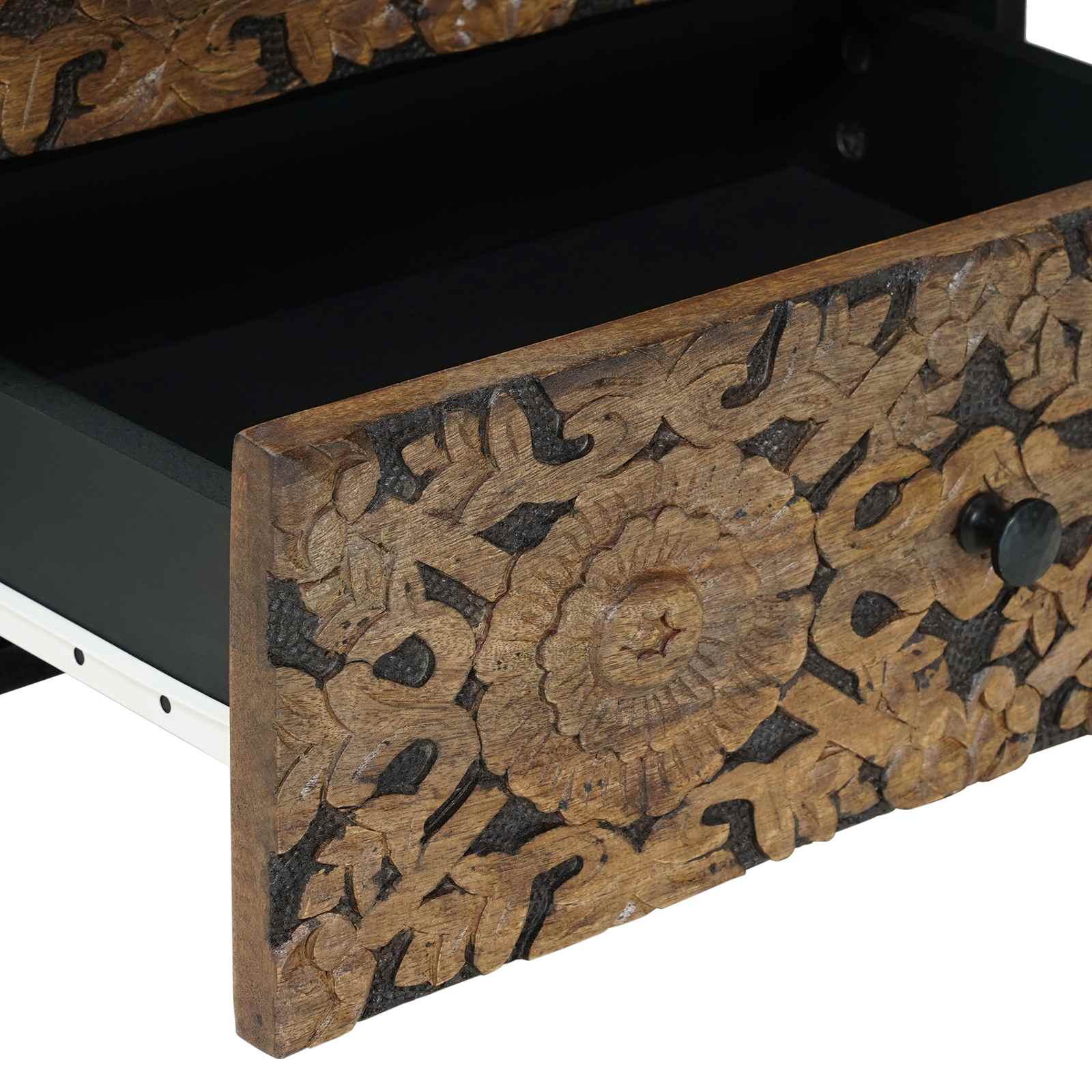 vidaXL Bed kast met lade Wit 50 x 33 x 60 cm Massief Mango Hout