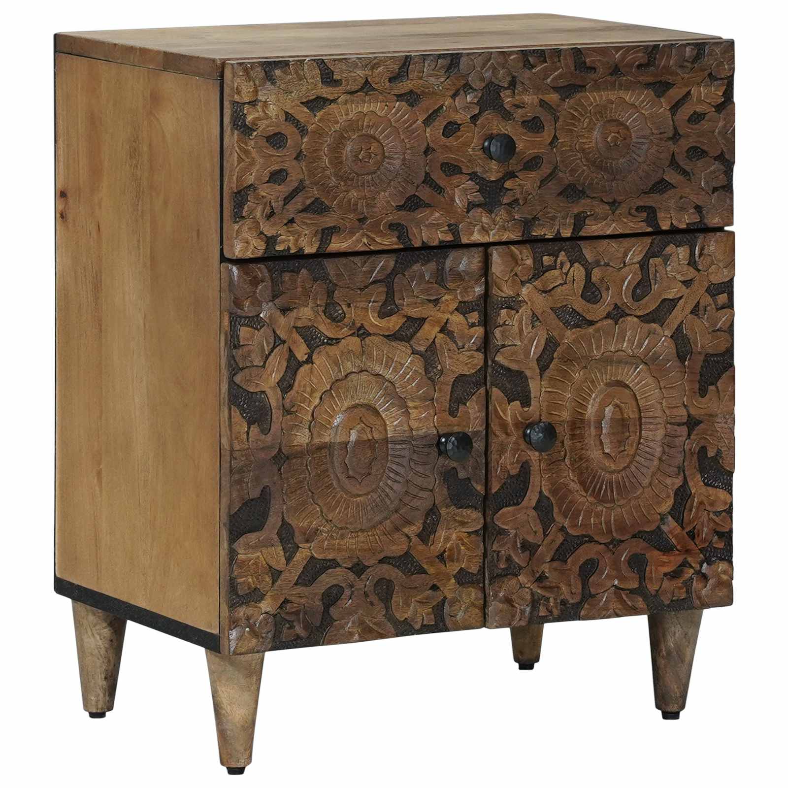 vidaXL Bed kast met lade Wit 50 x 33 x 60 cm Massief Mango Hout