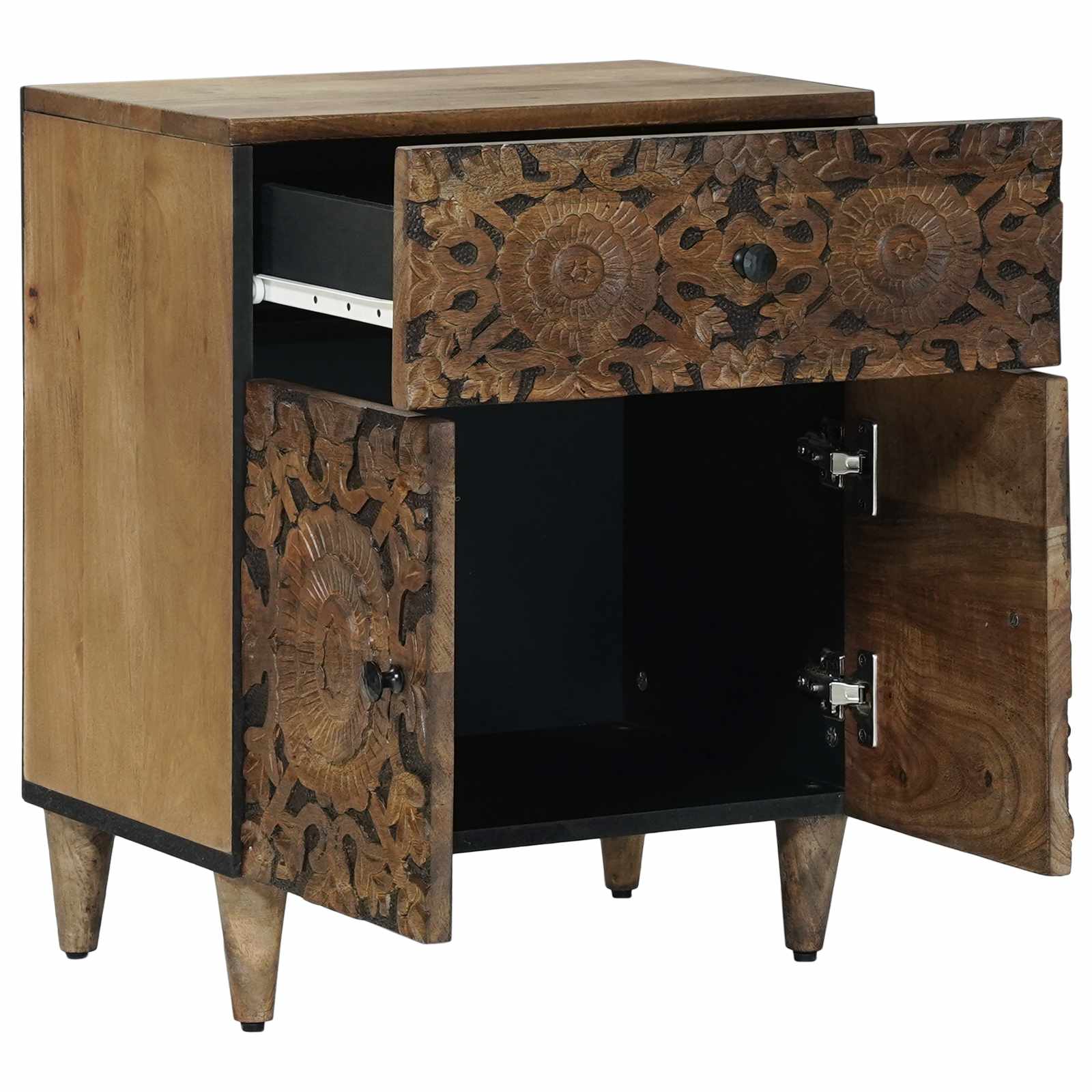 vidaXL Bed kast met lade Wit 50 x 33 x 60 cm Massief Mango Hout