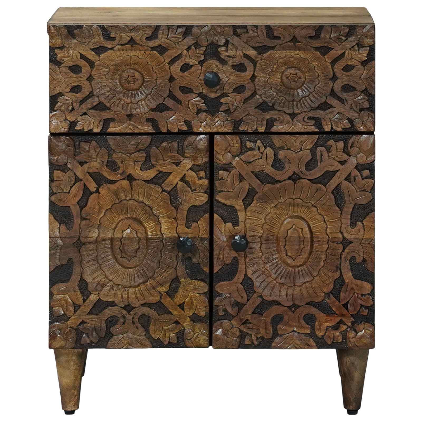 vidaXL Bed kast met lade Wit 50 x 33 x 60 cm Massief Mango Hout