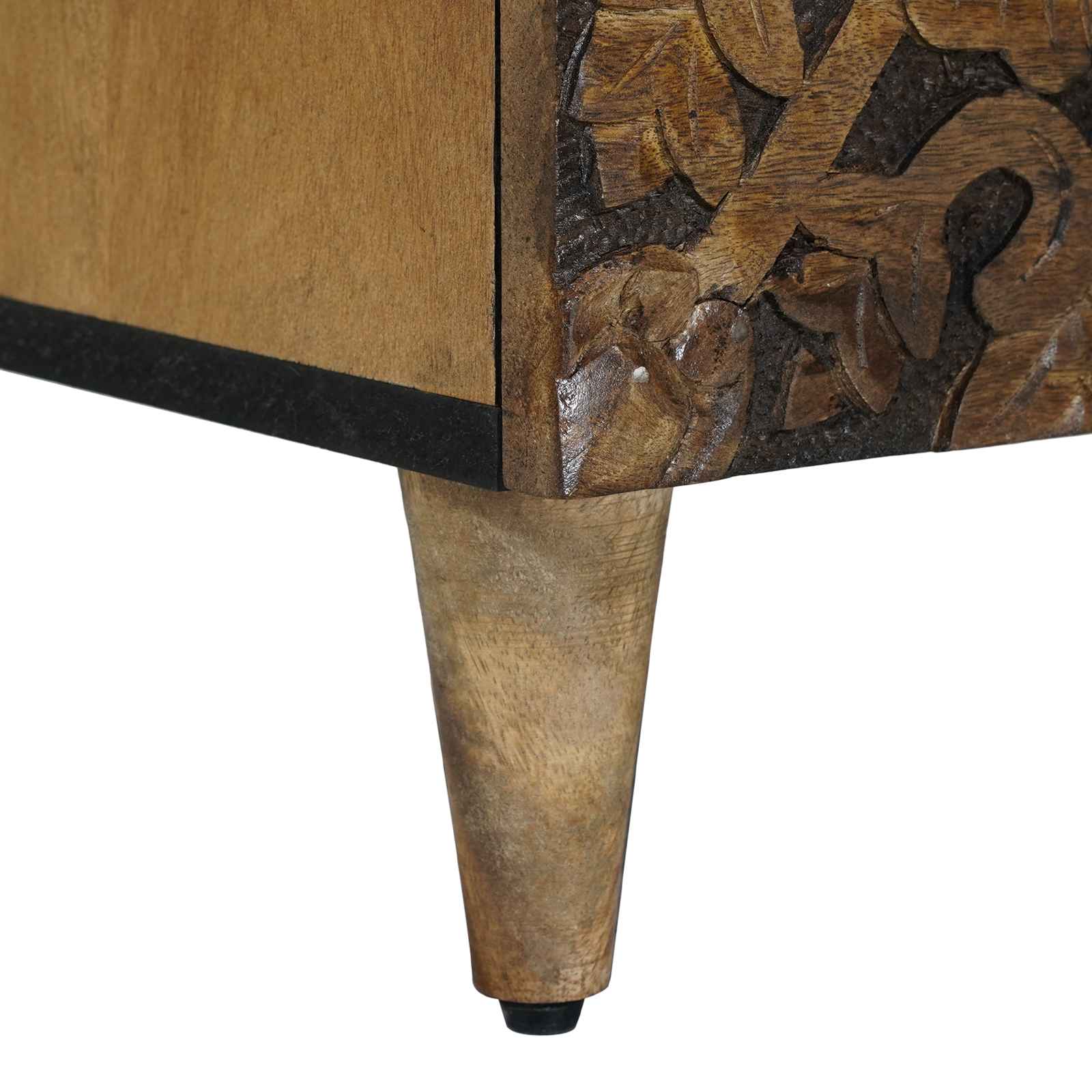 vidaXL Bed kast met lade Wit 50 x 33 x 60 cm Massief Mango Hout