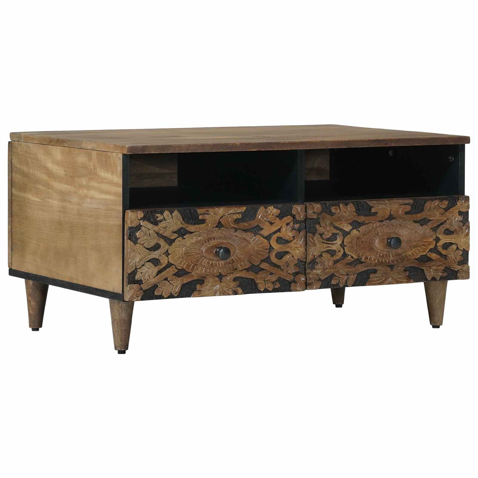 vidaXL Salontafel met lade Wit 80 x 54 x 40 cm Massief Mango Hout