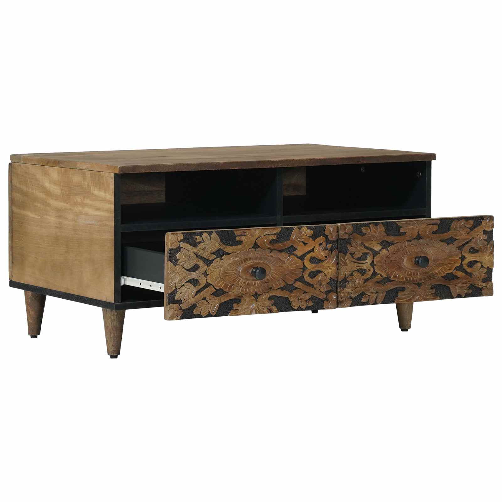 vidaXL Salontafel met lade Wit 80 x 54 x 40 cm Massief Mango Hout