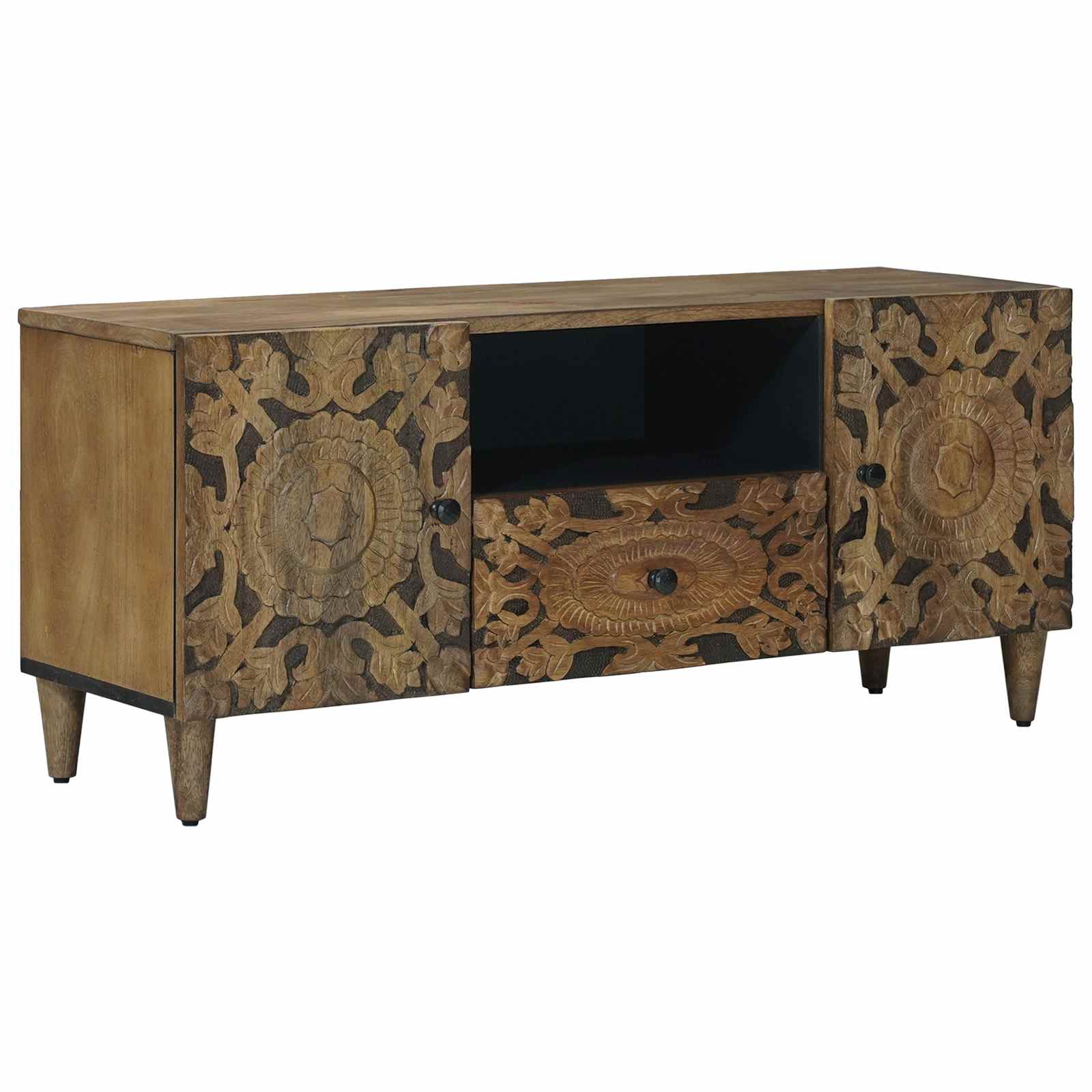 vidaXL TV-kast met lade Wit 105 x 33,5 x 46 cm Massief Mango Hout