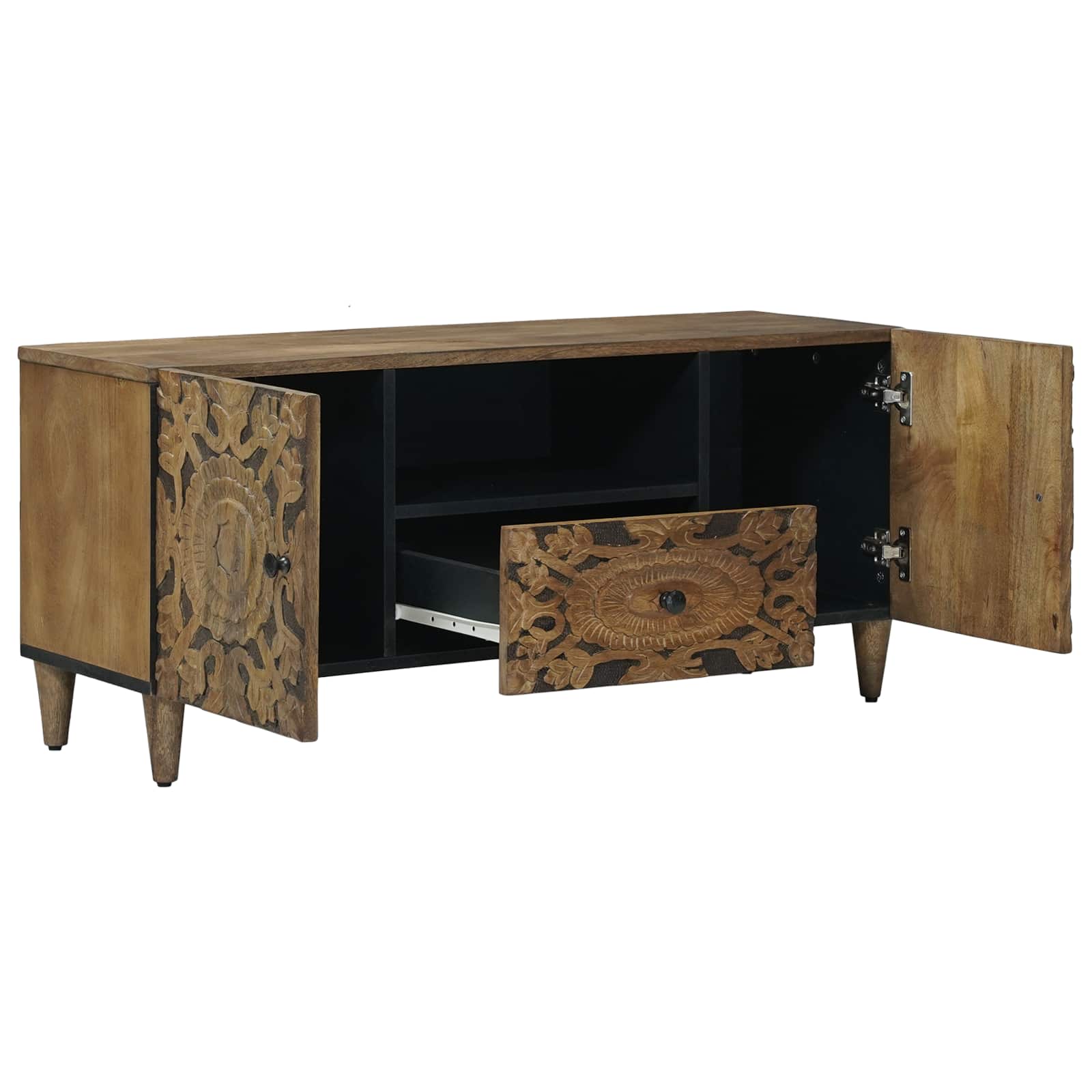 vidaXL TV-kast met lade Wit 105 x 33,5 x 46 cm Massief Mango Hout