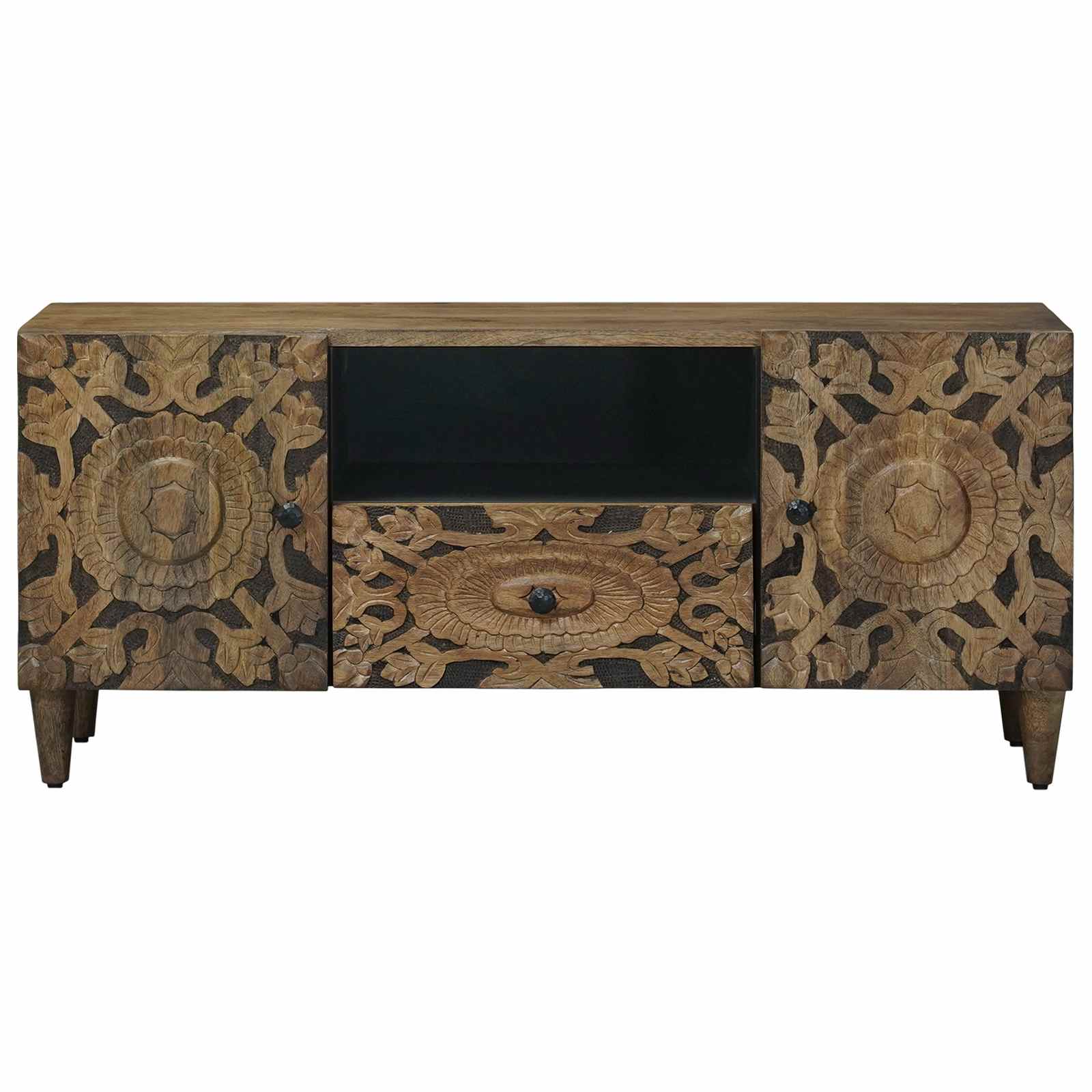 vidaXL TV-kast met lade Wit 105 x 33,5 x 46 cm Massief Mango Hout