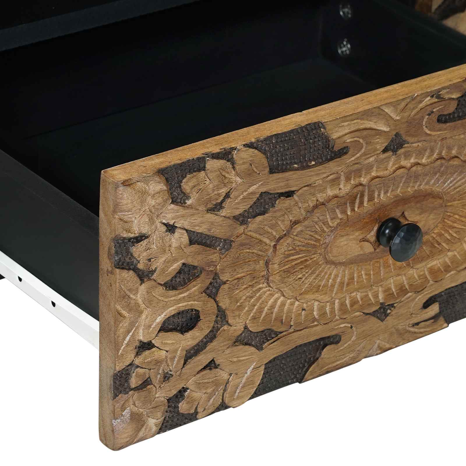 vidaXL TV-kast met lade Wit 105 x 33,5 x 46 cm Massief Mango Hout