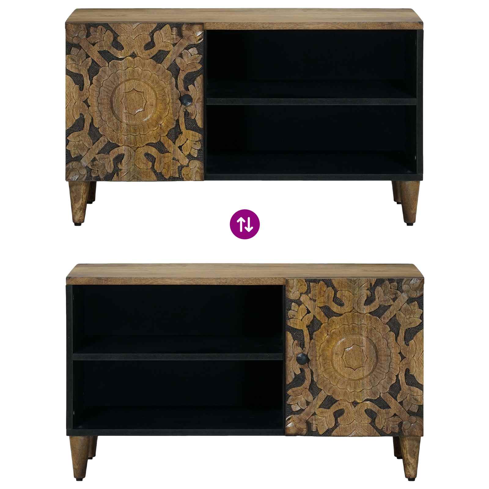 vidaXL TV-kast met opslag Wit 80 x 31,5 x 46 cm Massief Mango Hout