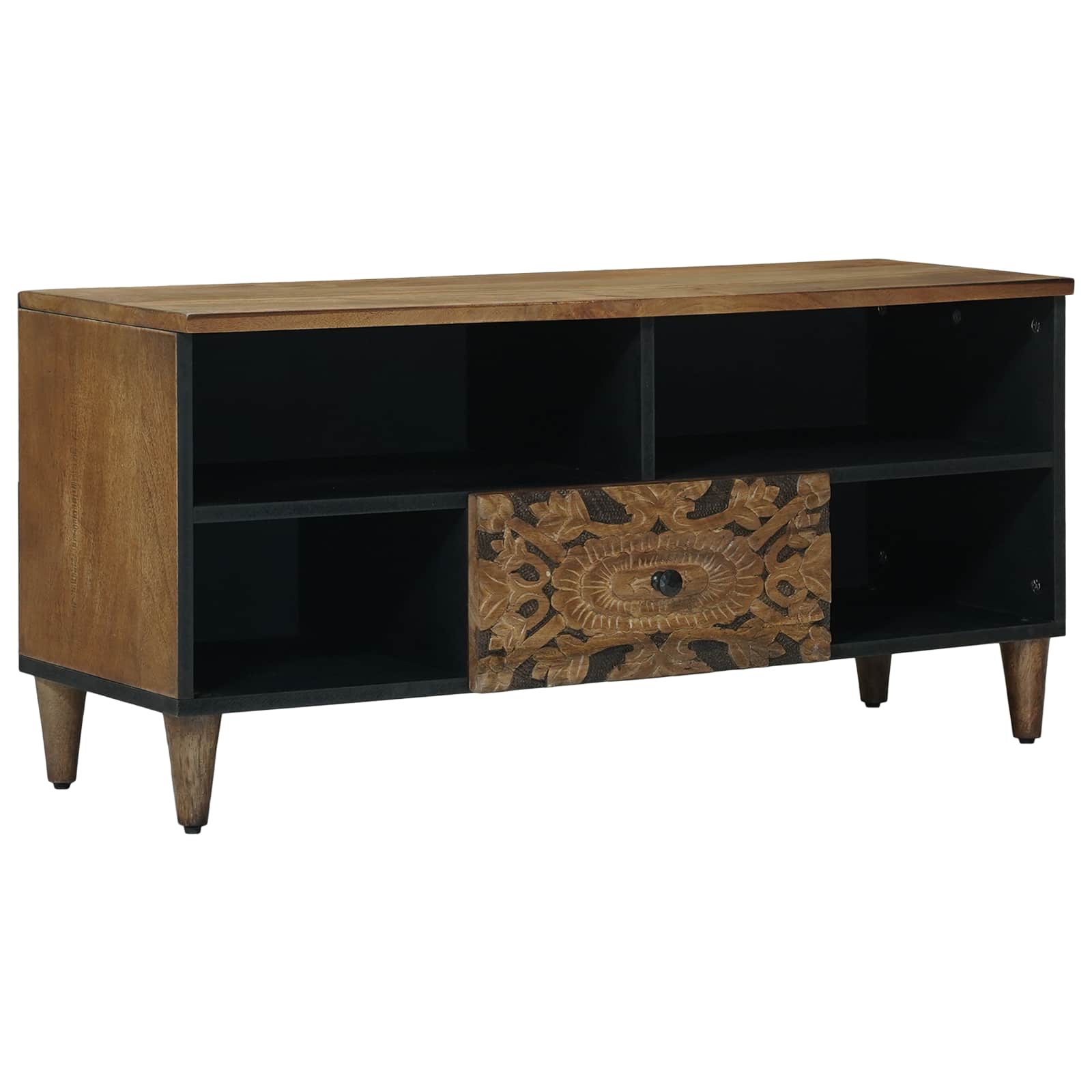 vidaXL TV-kast met lade Wit 100 x 33,5 x 46 cm Massief Mango Hout