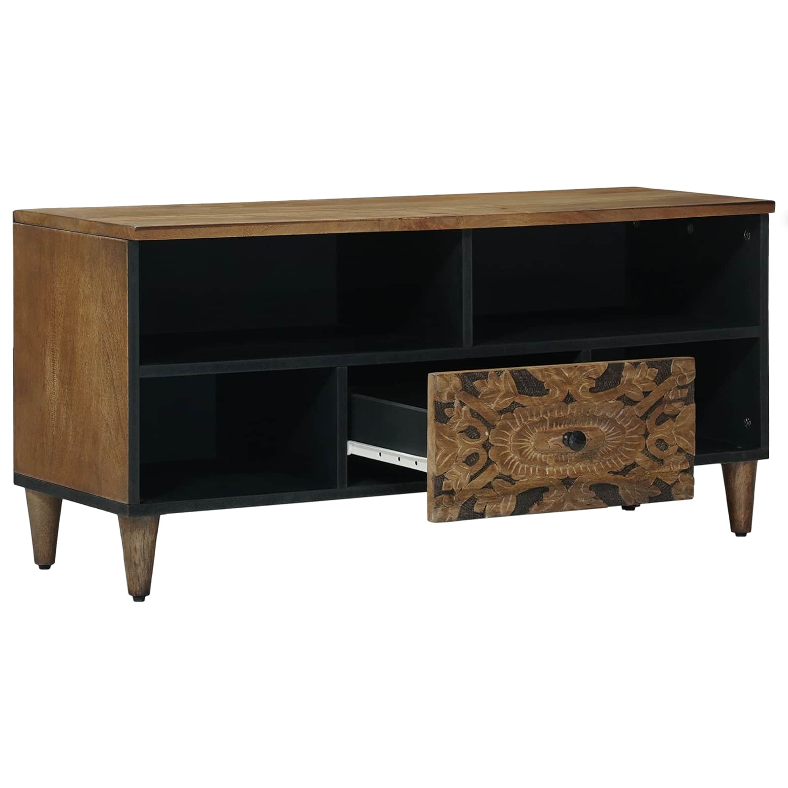 vidaXL TV-kast met lade Wit 100 x 33,5 x 46 cm Massief Mango Hout