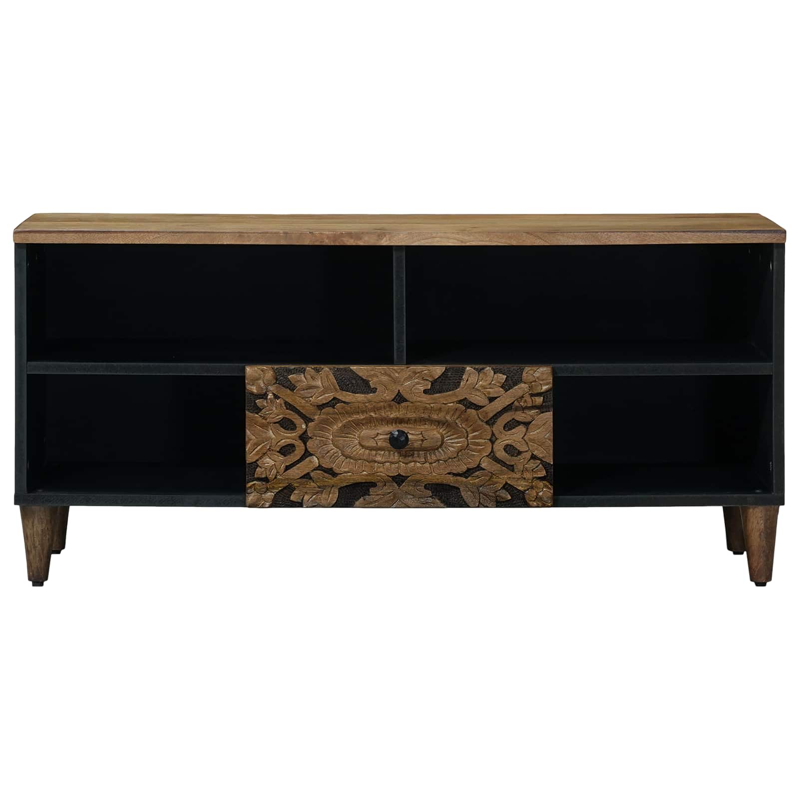 vidaXL TV-kast met lade Wit 100 x 33,5 x 46 cm Massief Mango Hout