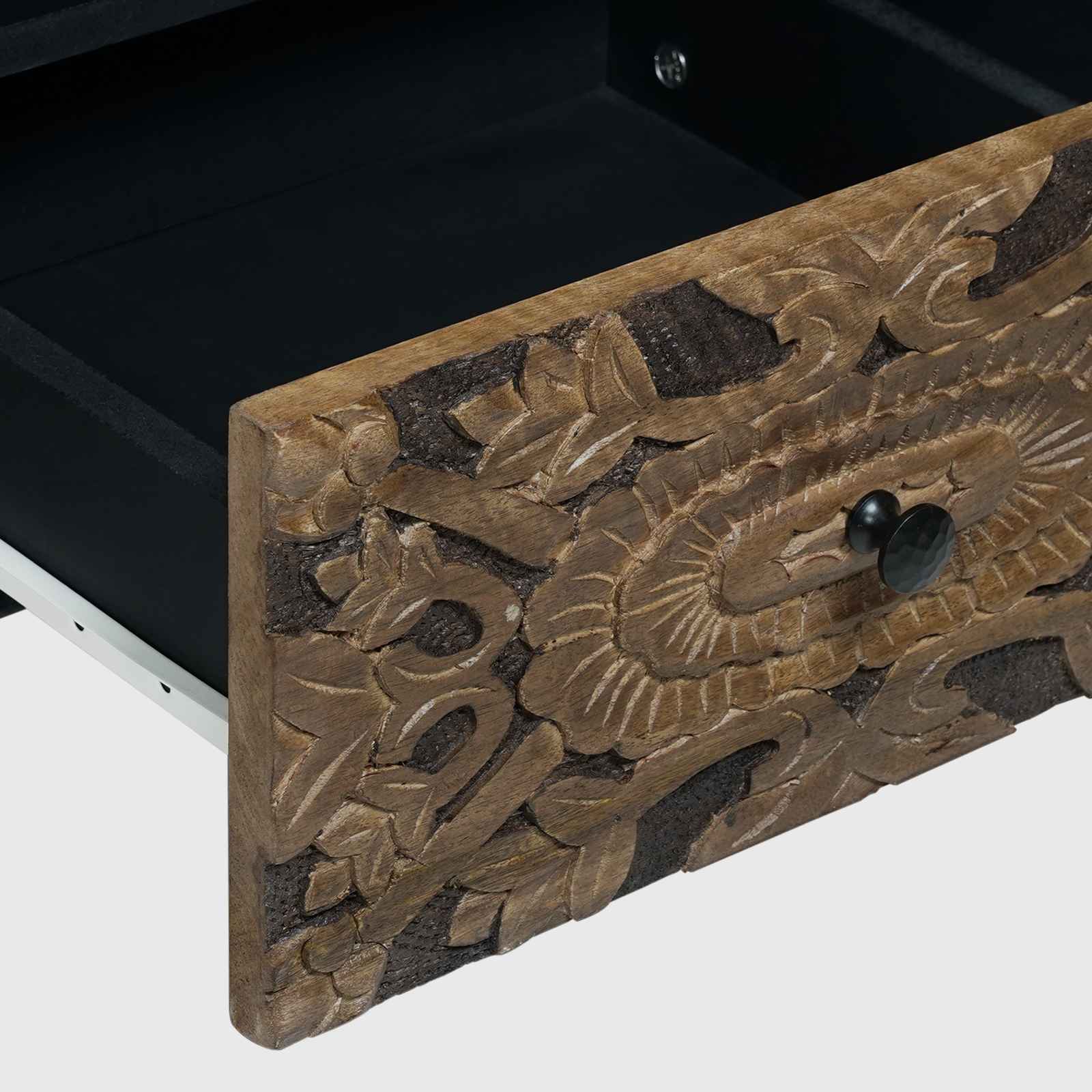 vidaXL TV-kast met lade Wit 100 x 33,5 x 46 cm Massief Mango Hout