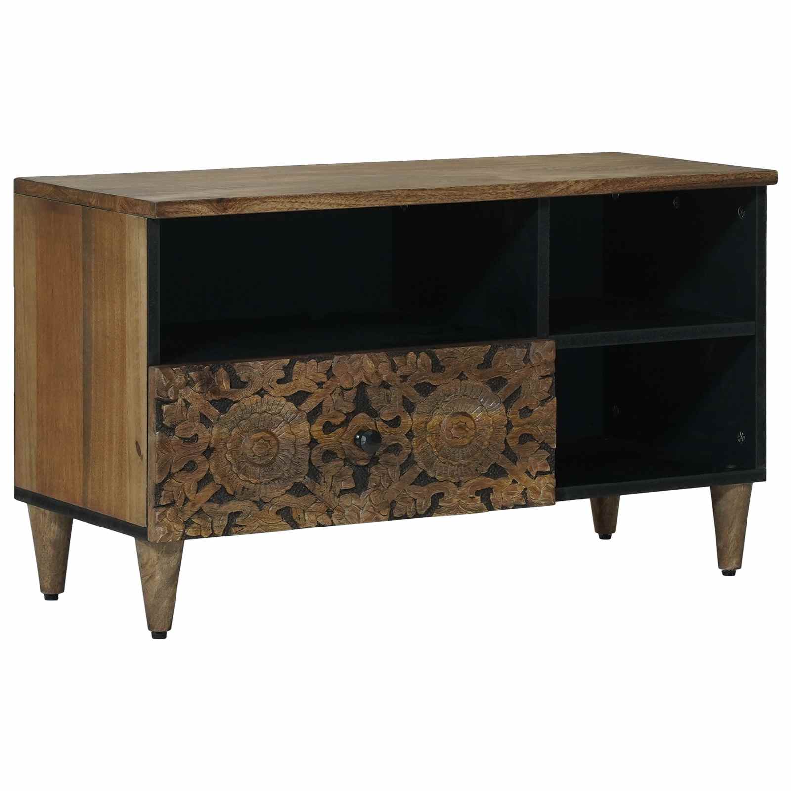 vidaXL TV-kast met lade Wit 80 x 33,5 x 46 cm Massief Mango Hout