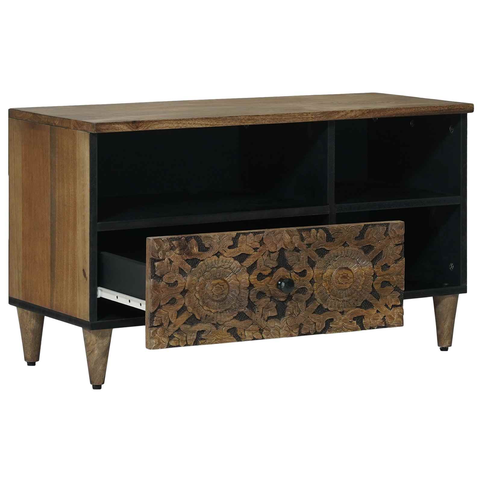 vidaXL TV-kast met lade Wit 80 x 33,5 x 46 cm Massief Mango Hout