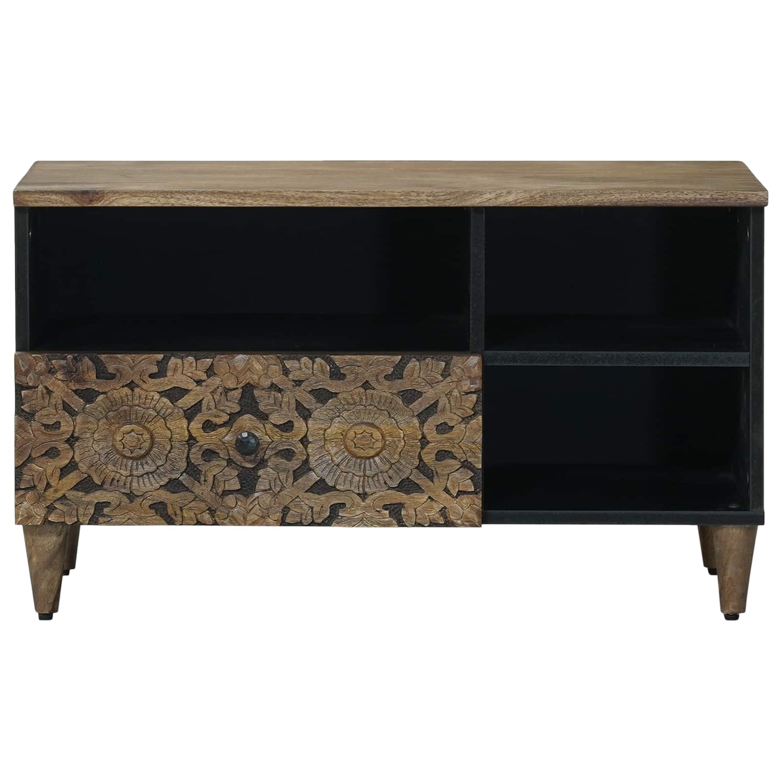 vidaXL TV-kast met lade Wit 80 x 33,5 x 46 cm Massief Mango Hout