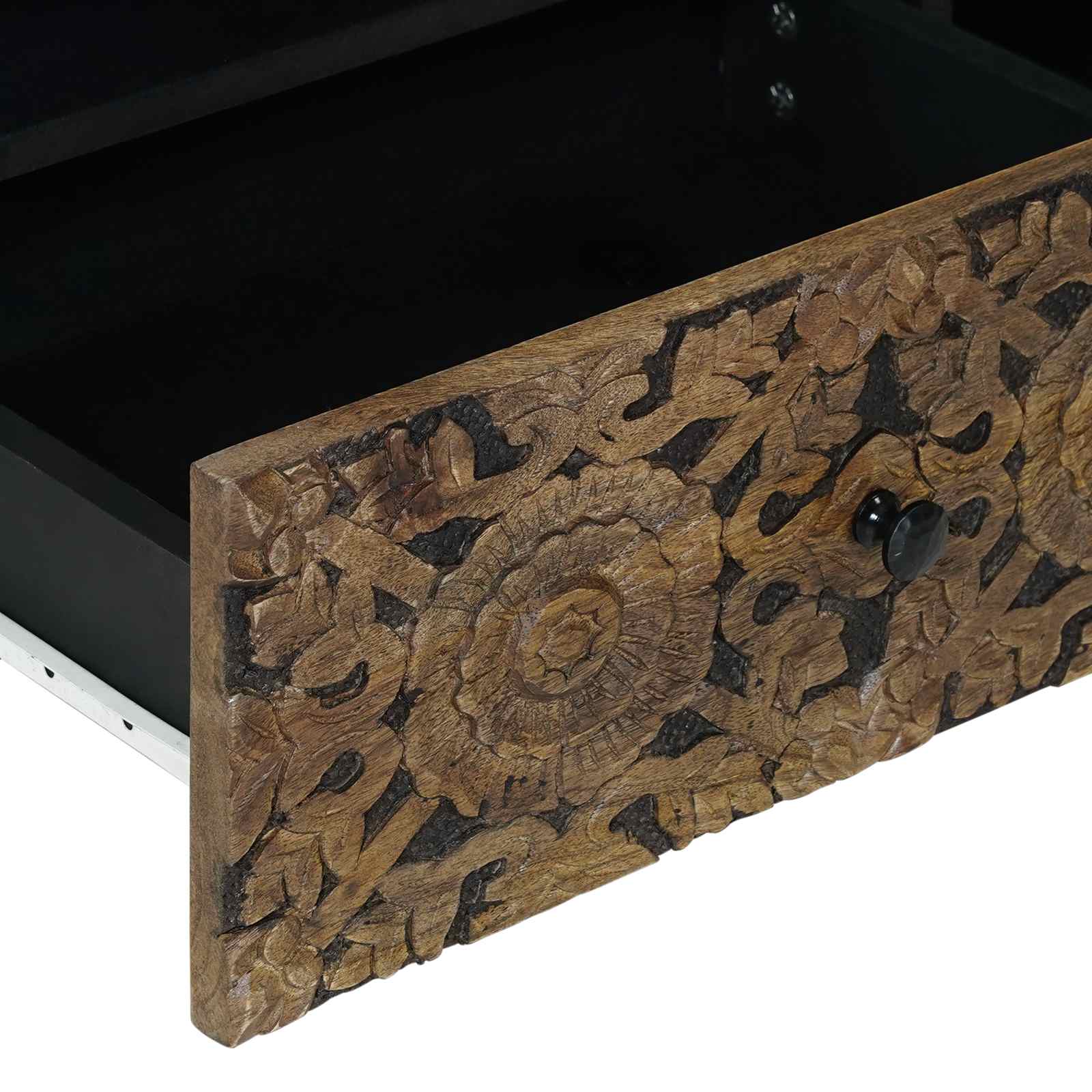 vidaXL TV-kast met lade Wit 80 x 33,5 x 46 cm Massief Mango Hout