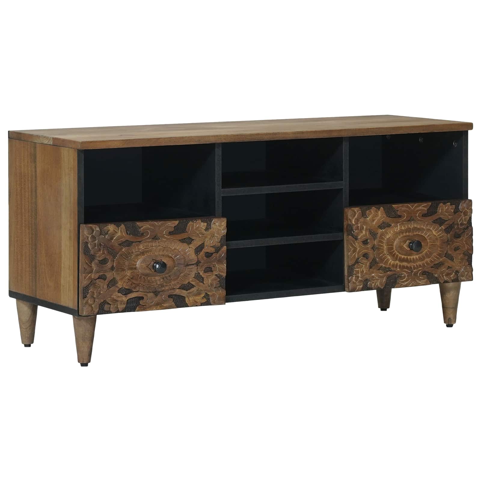 vidaXL TV-kast met lade Wit 100 x 33,5 x 46 cm Massief Mango Hout