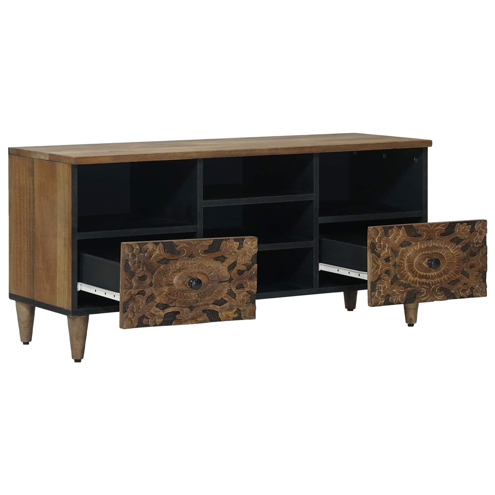 vidaXL TV-kast met lade Wit 100 x 33,5 x 46 cm Massief Mango Hout