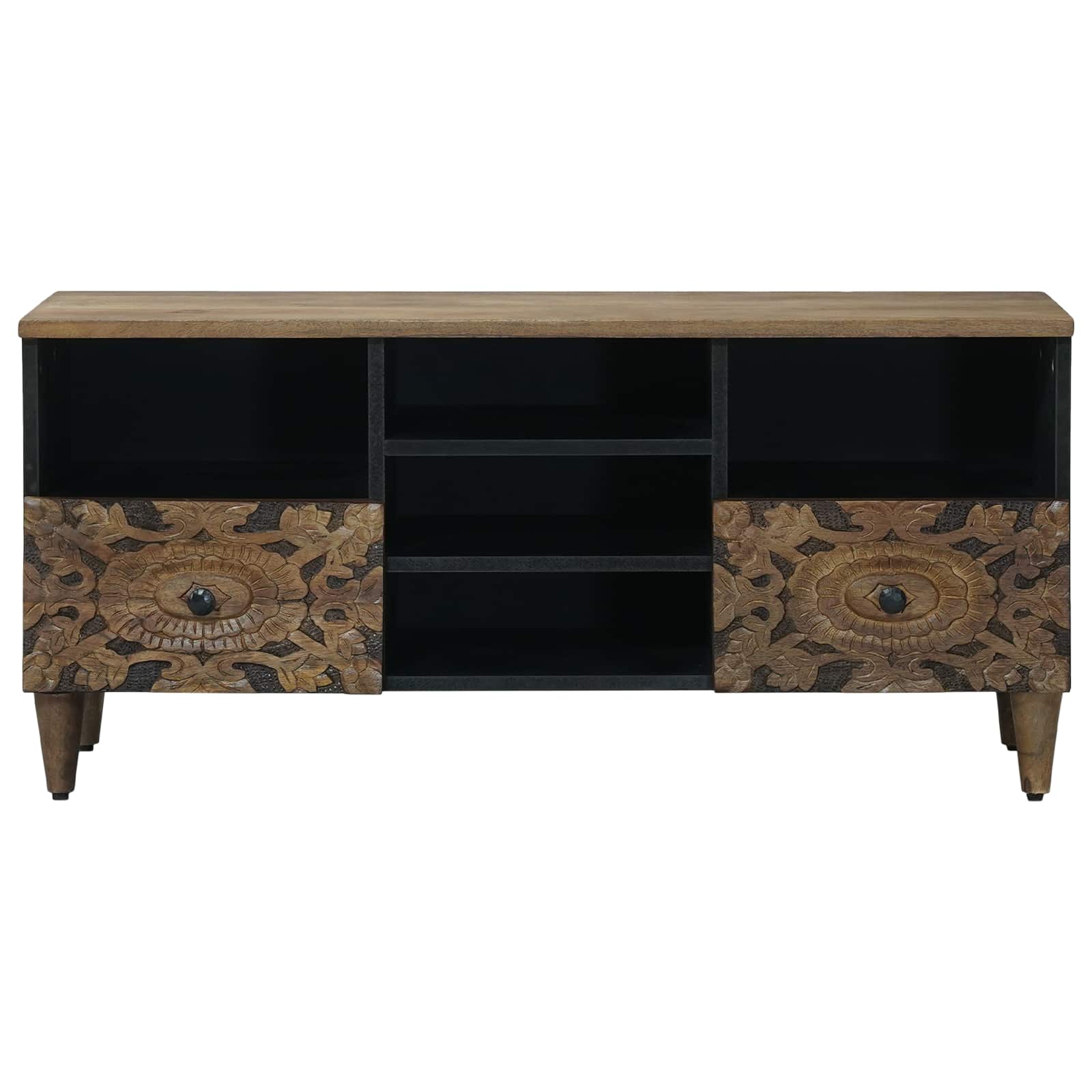 vidaXL TV-kast met lade Wit 100 x 33,5 x 46 cm Massief Mango Hout
