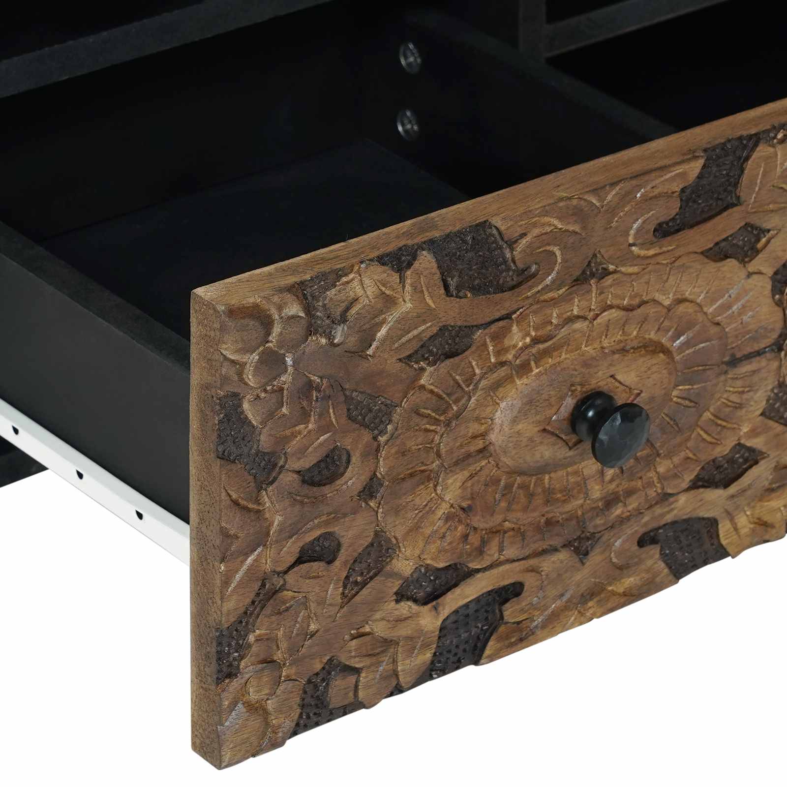 vidaXL TV-kast met lade Wit 100 x 33,5 x 46 cm Massief Mango Hout