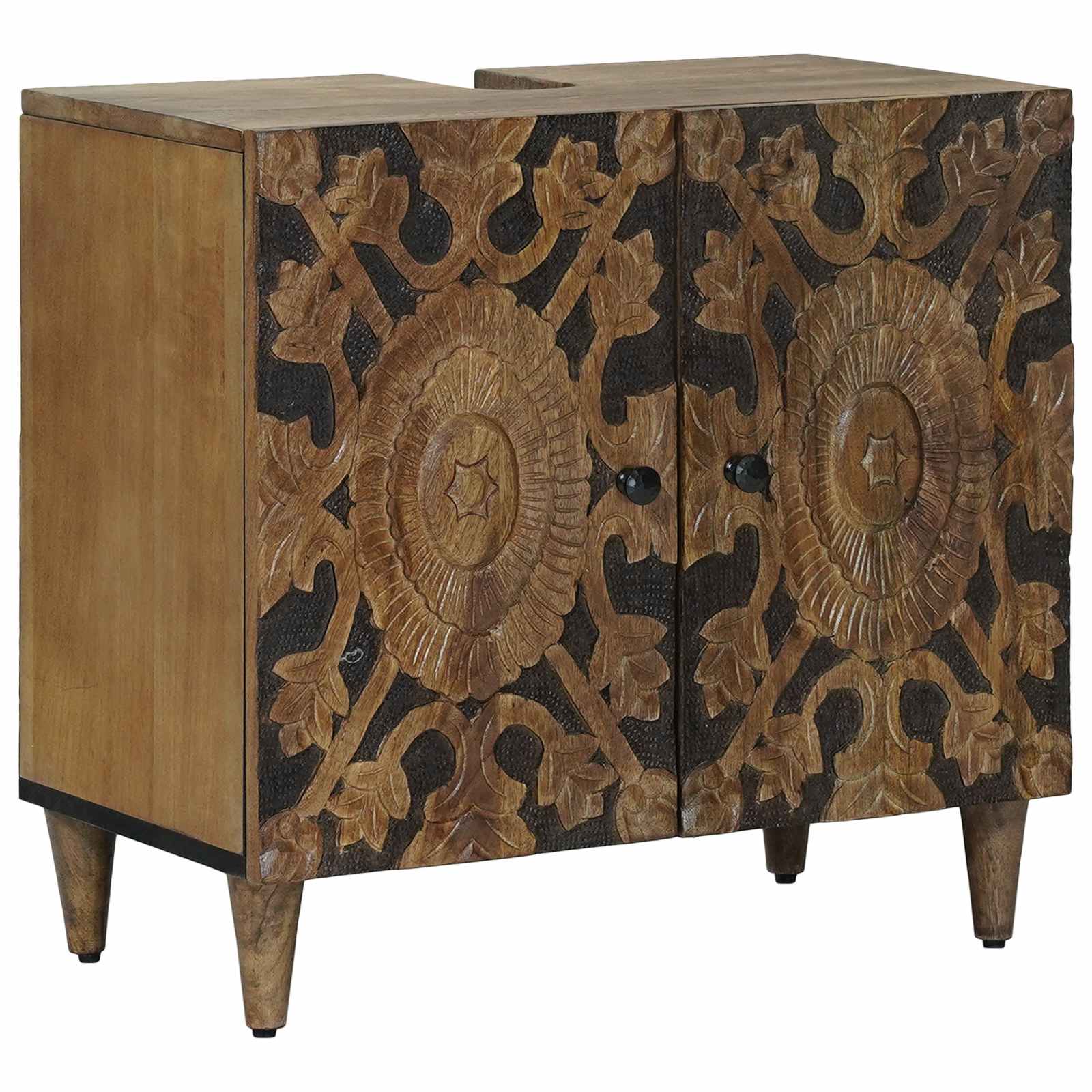 vidaXL Badkamer wastafelkast Wit 62 x 33 x 58 cm Massief Mango Hout