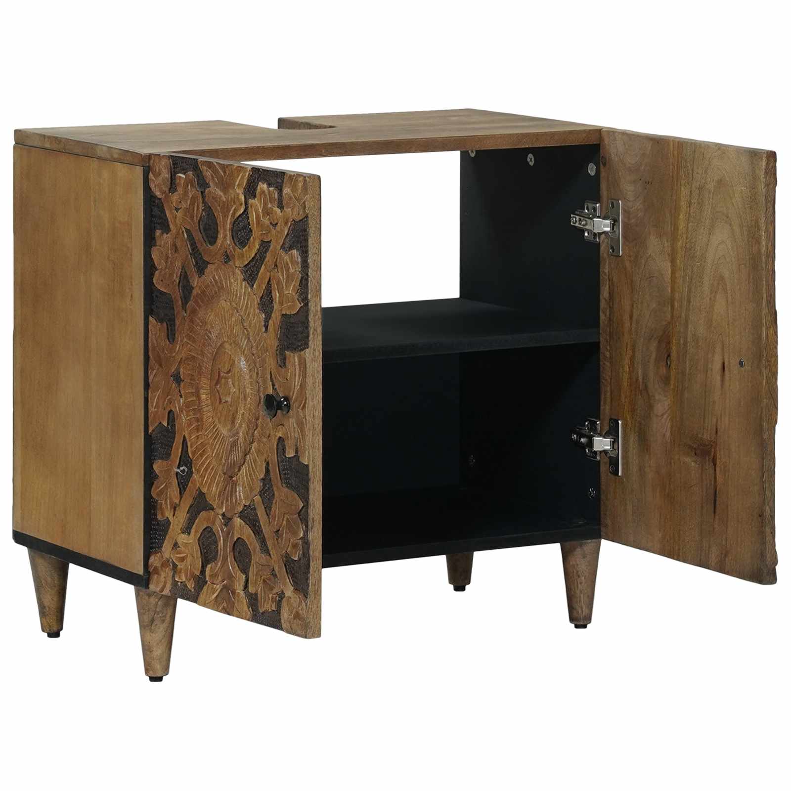 vidaXL Badkamer wastafelkast Wit 62 x 33 x 58 cm Massief Mango Hout